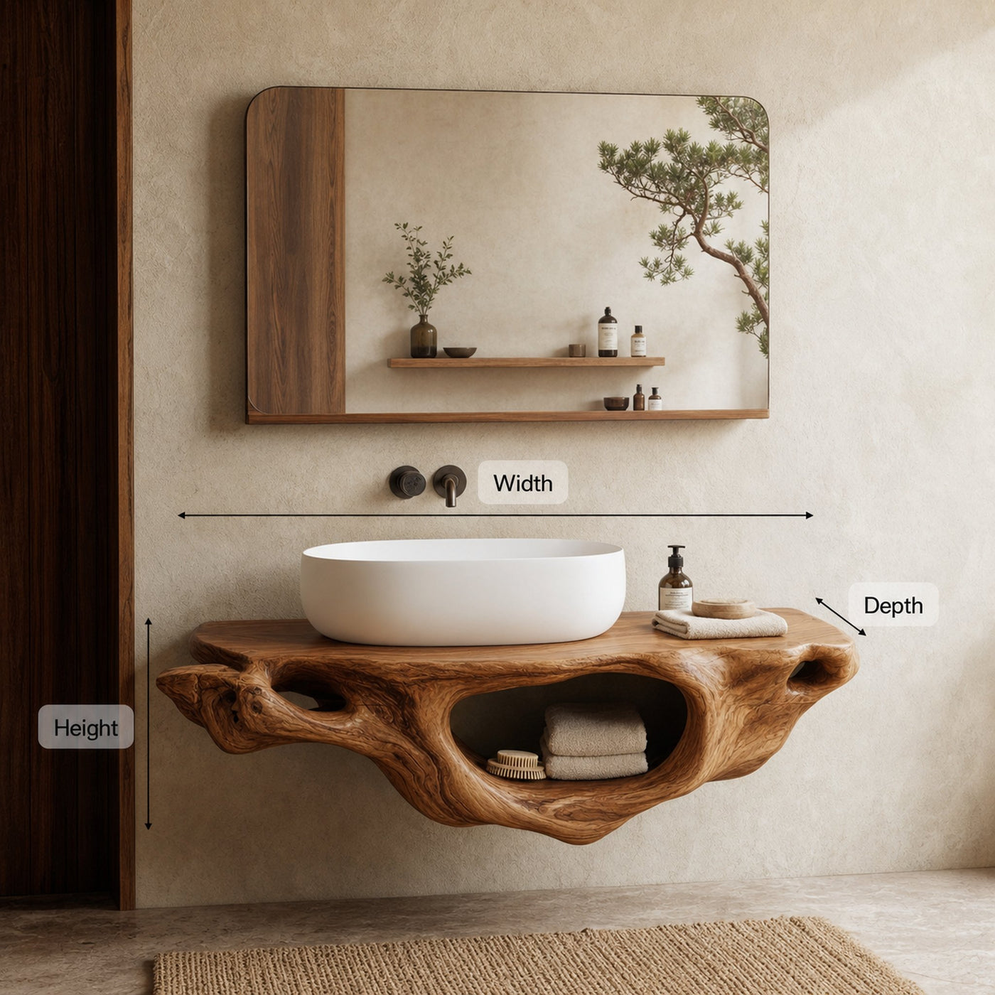 Farmhouse Live Edge Vanity For Bathroom Decor Ideas - product view 6