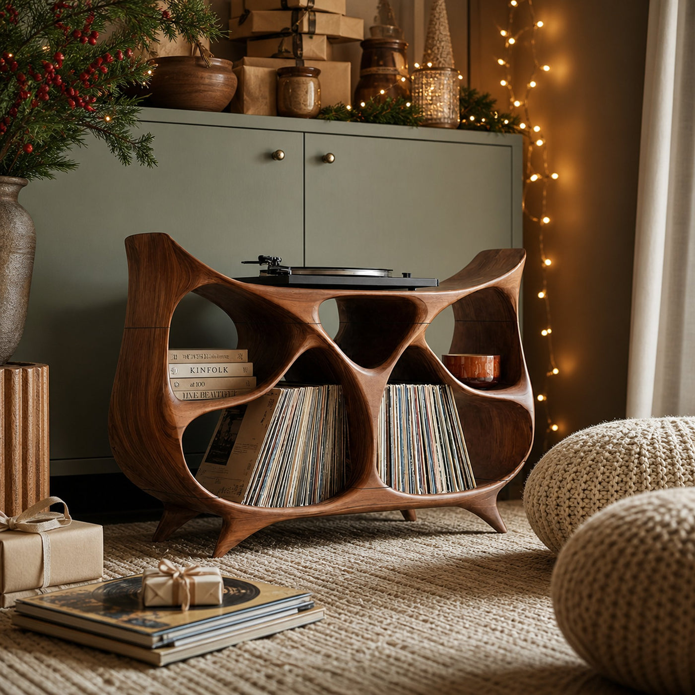 Farmhouse Record Stand For Warm Christmas Living Space - product view 6
