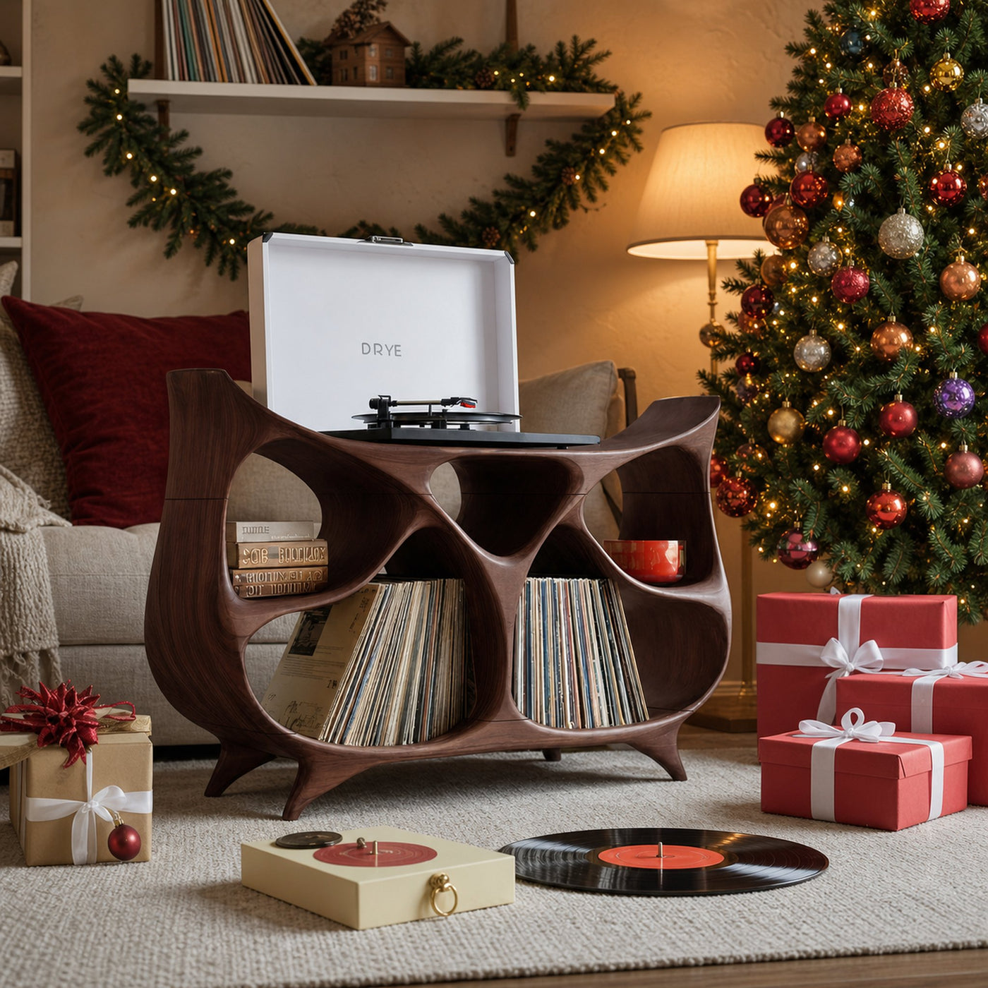 Farmhouse Record Stand For Warm Christmas Living Space - product view 7