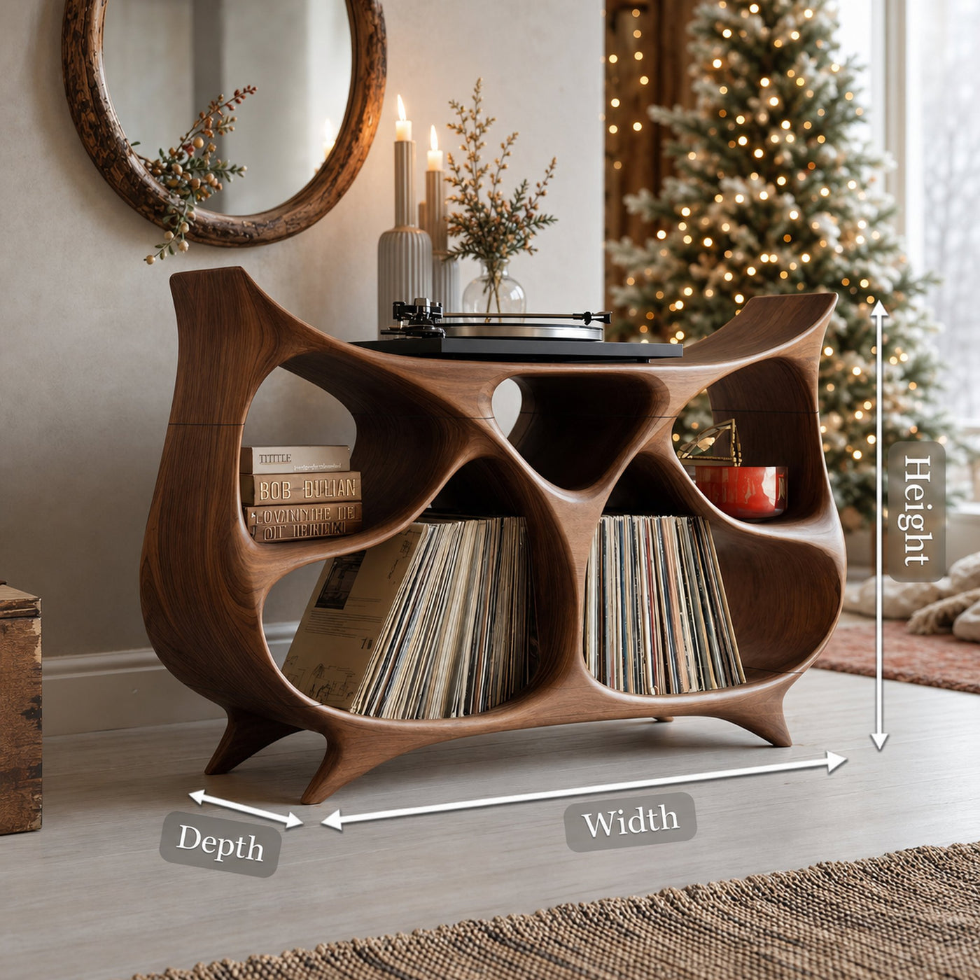 Farmhouse Record Stand For Warm Christmas Living Space - product view 8