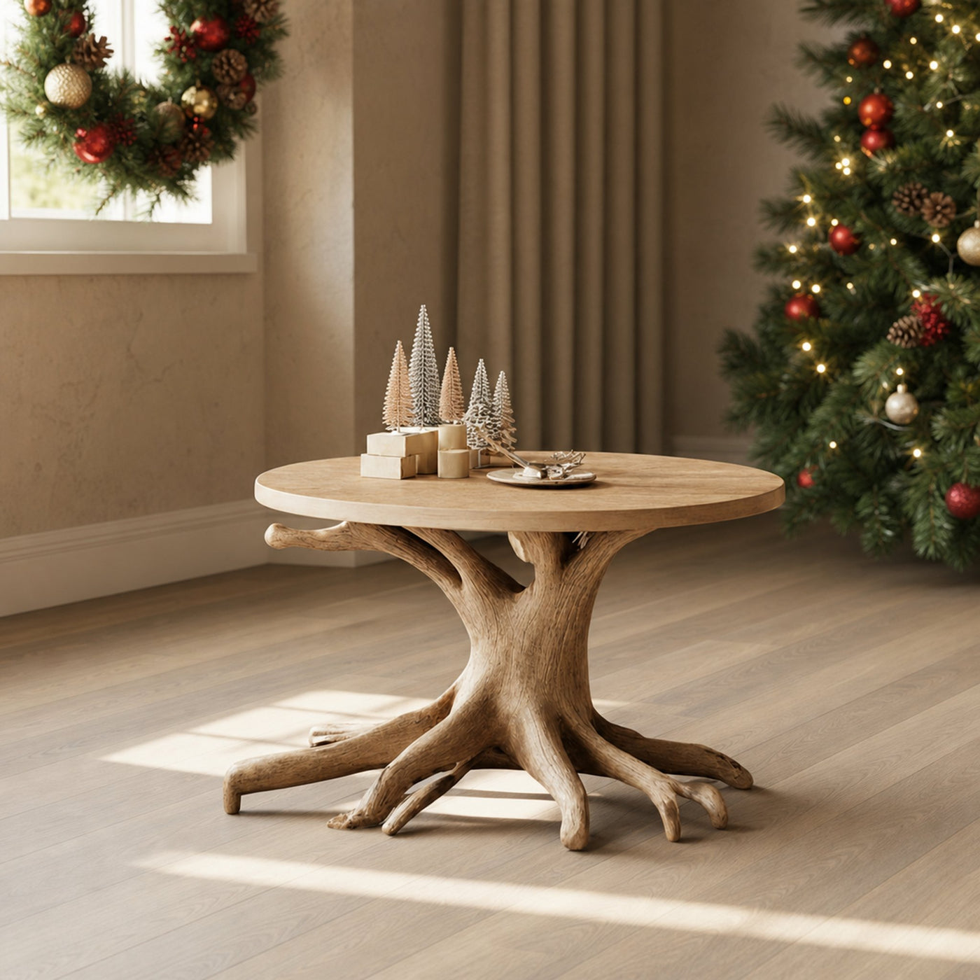 Farmhouse Round End Table For Entryway Design Festive Decor Ideas - product view 2
