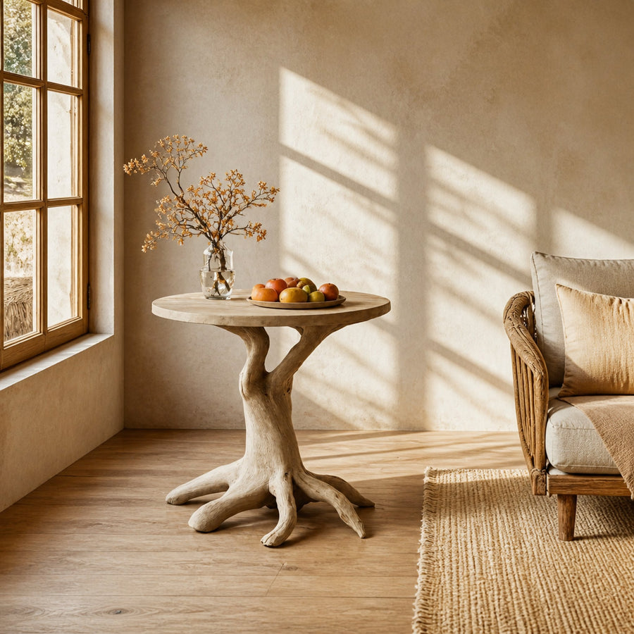 Farmhouse Round End Table For Living Room Modern Furniture Accent