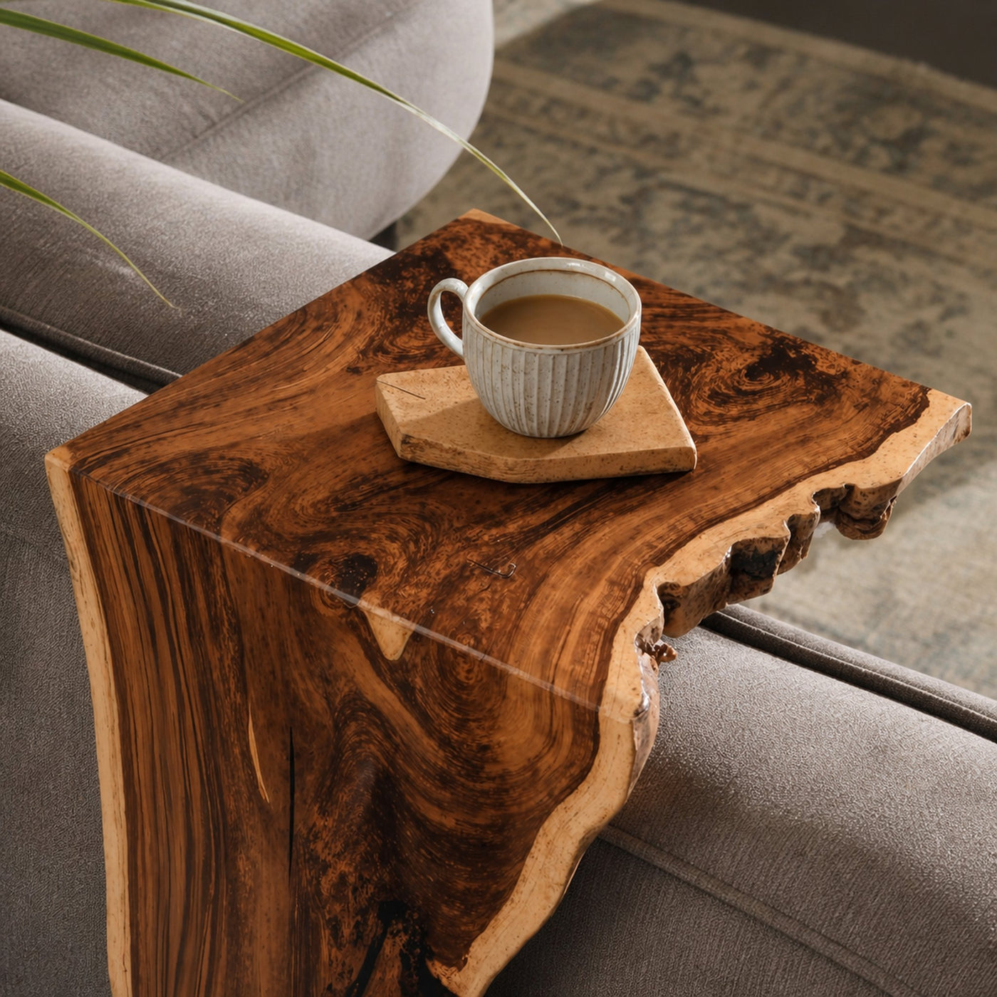 Farmhouse Sofa Armrest Table For Practical Storage And Style - product view 3