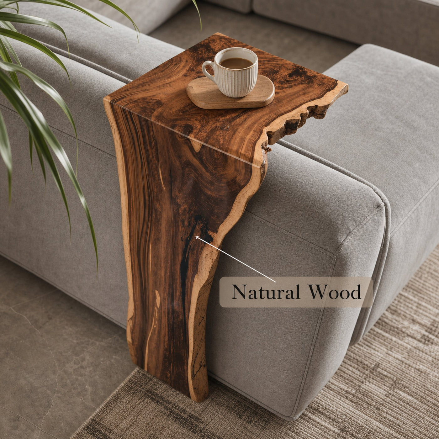Farmhouse Sofa Armrest Table For Practical Storage And Style - product view 5