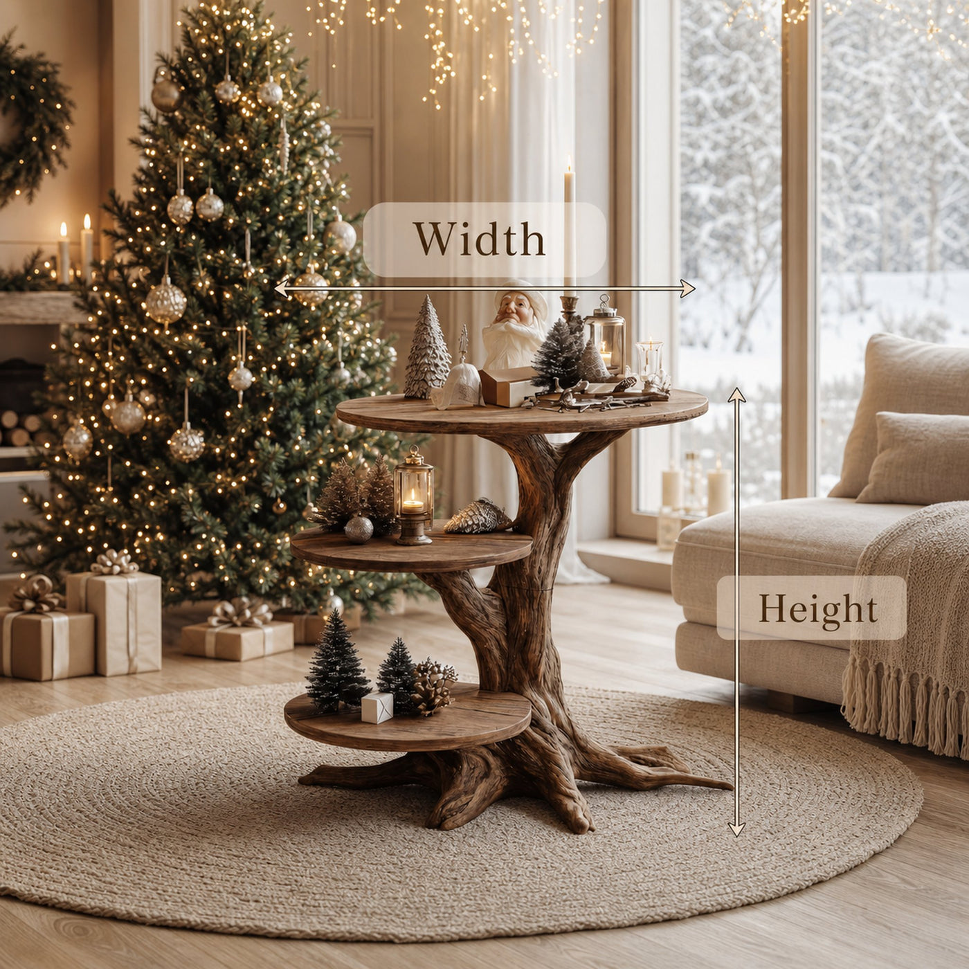 Farmhouse Solid Wood End Table For Living Room Xmas Accent - product view 7