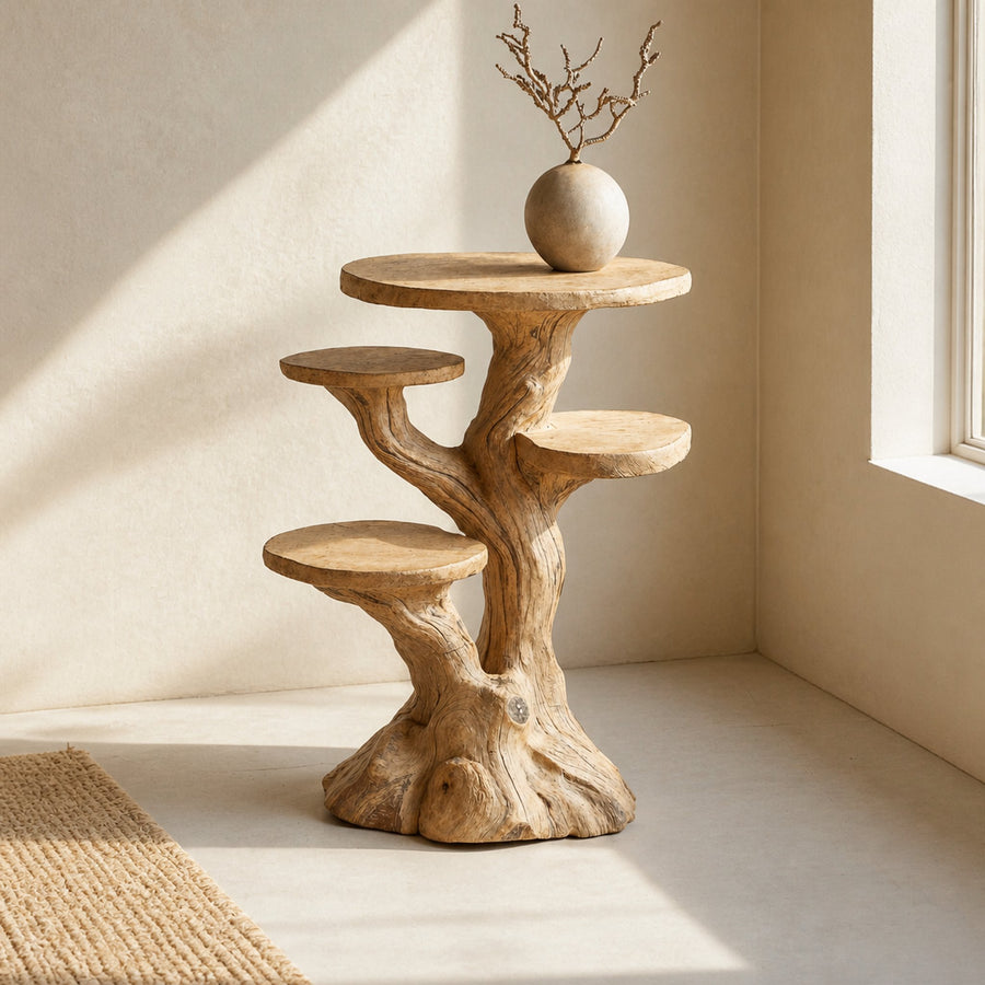 Farmhouse Solid Wood Multi-Tier End Table Decor