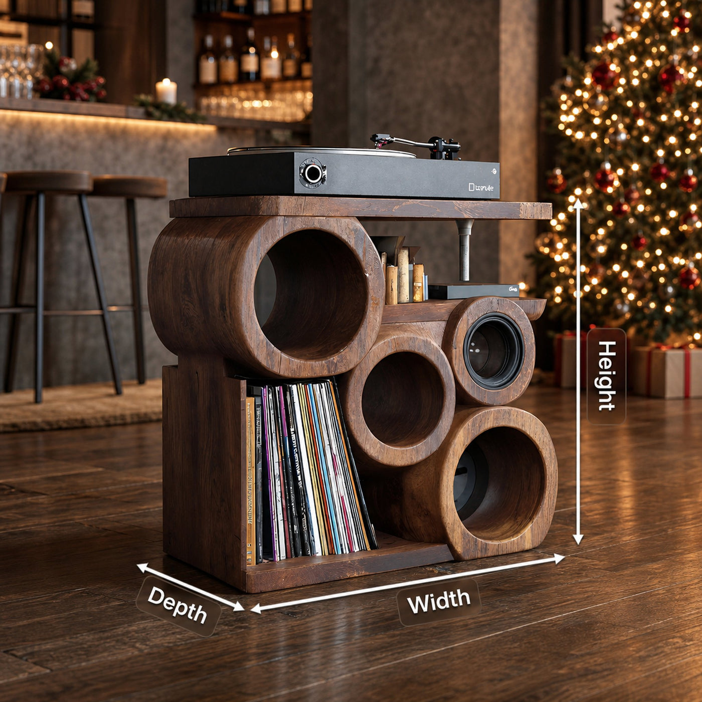 Farmhouse Solid Wood Record Stand For Rustic Christmas Home - product view 8