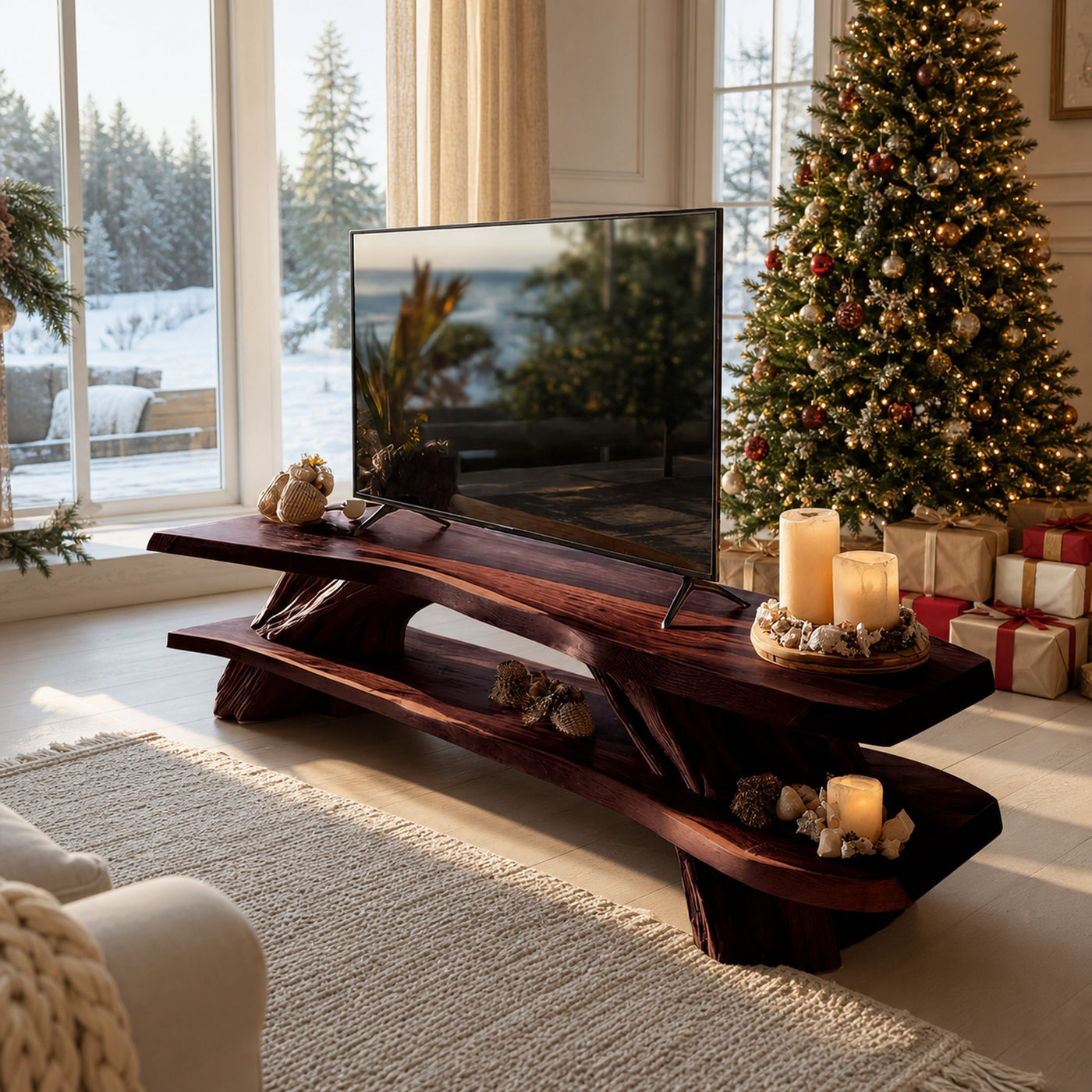 Farmhouse Solid Wood TV Console For Cozy Christmas Design - product view 7