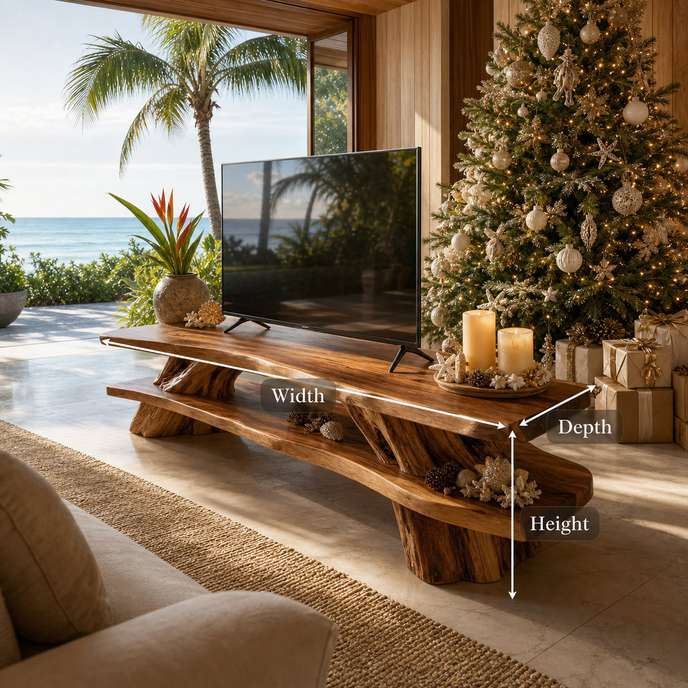 Farmhouse Solid Wood TV Console For Cozy Christmas Design - product view 8