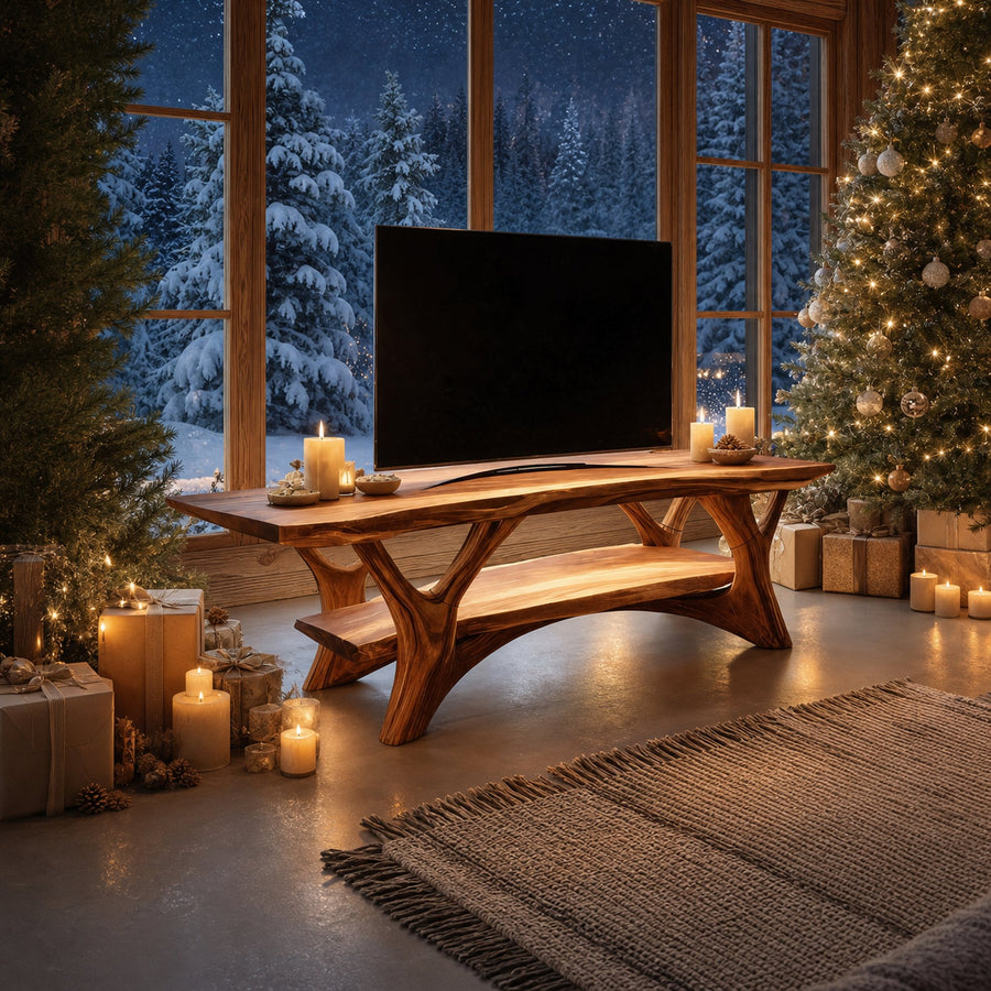 Farmhouse Solid Wood TV Console For Cozy Holiday Decor