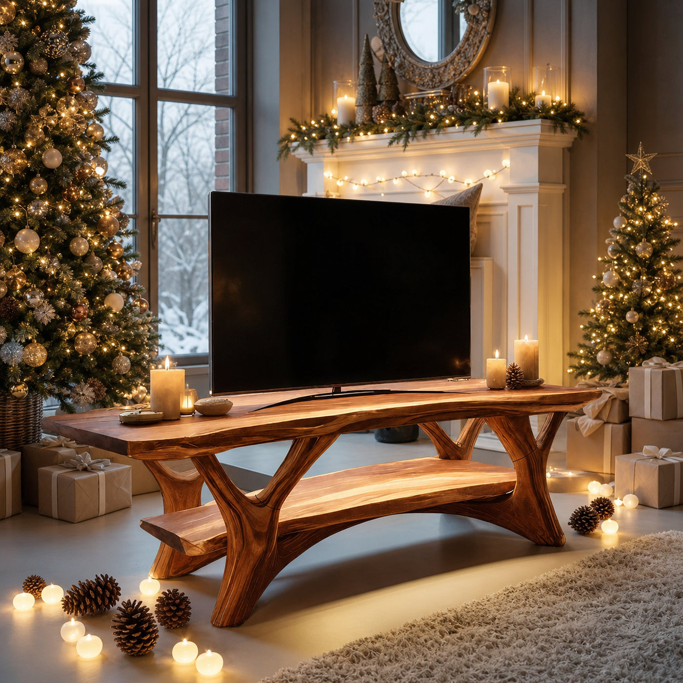 Farmhouse Solid Wood TV Console For Cozy Holiday Decor - product view 6