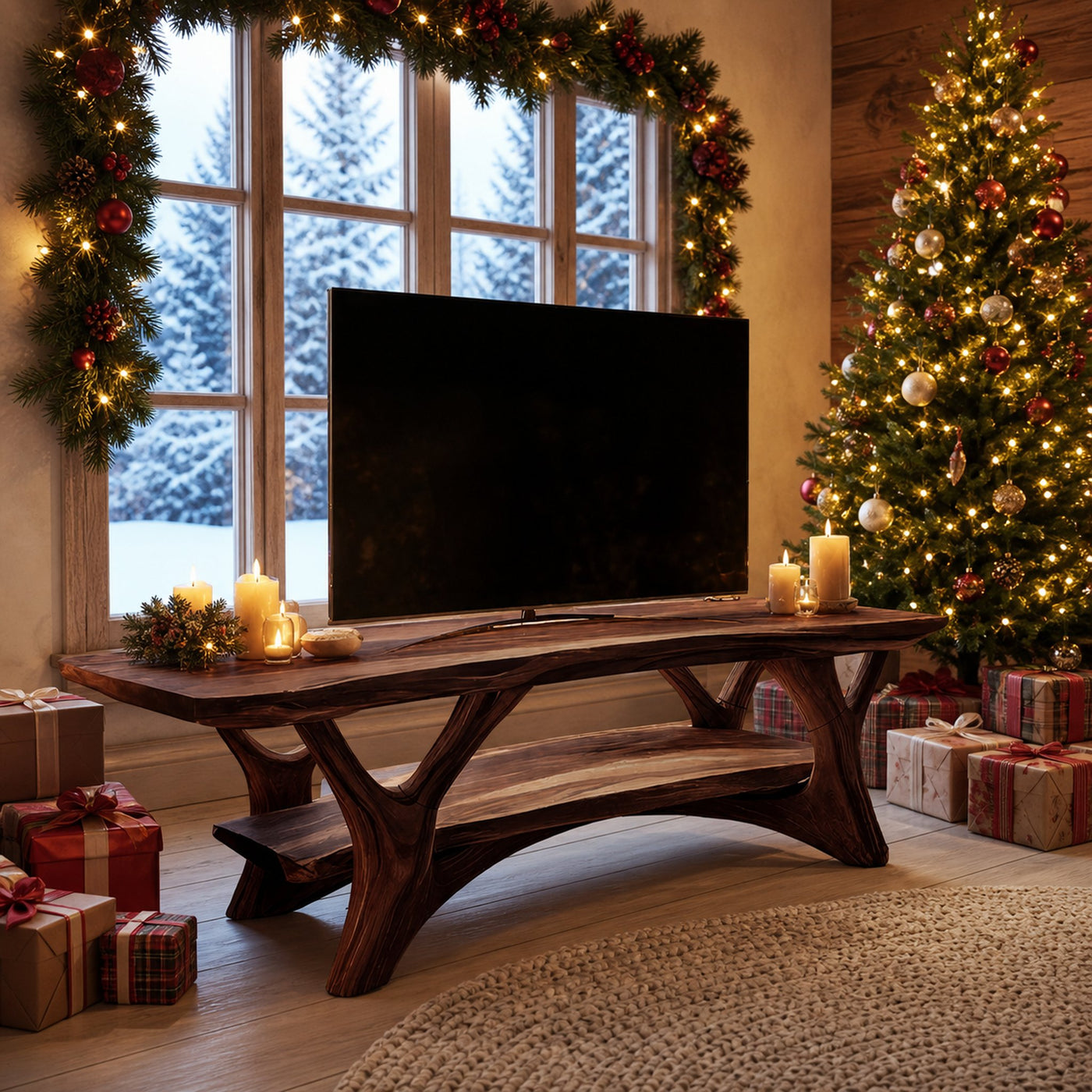 Farmhouse Solid Wood TV Console For Cozy Holiday Decor - product view 7