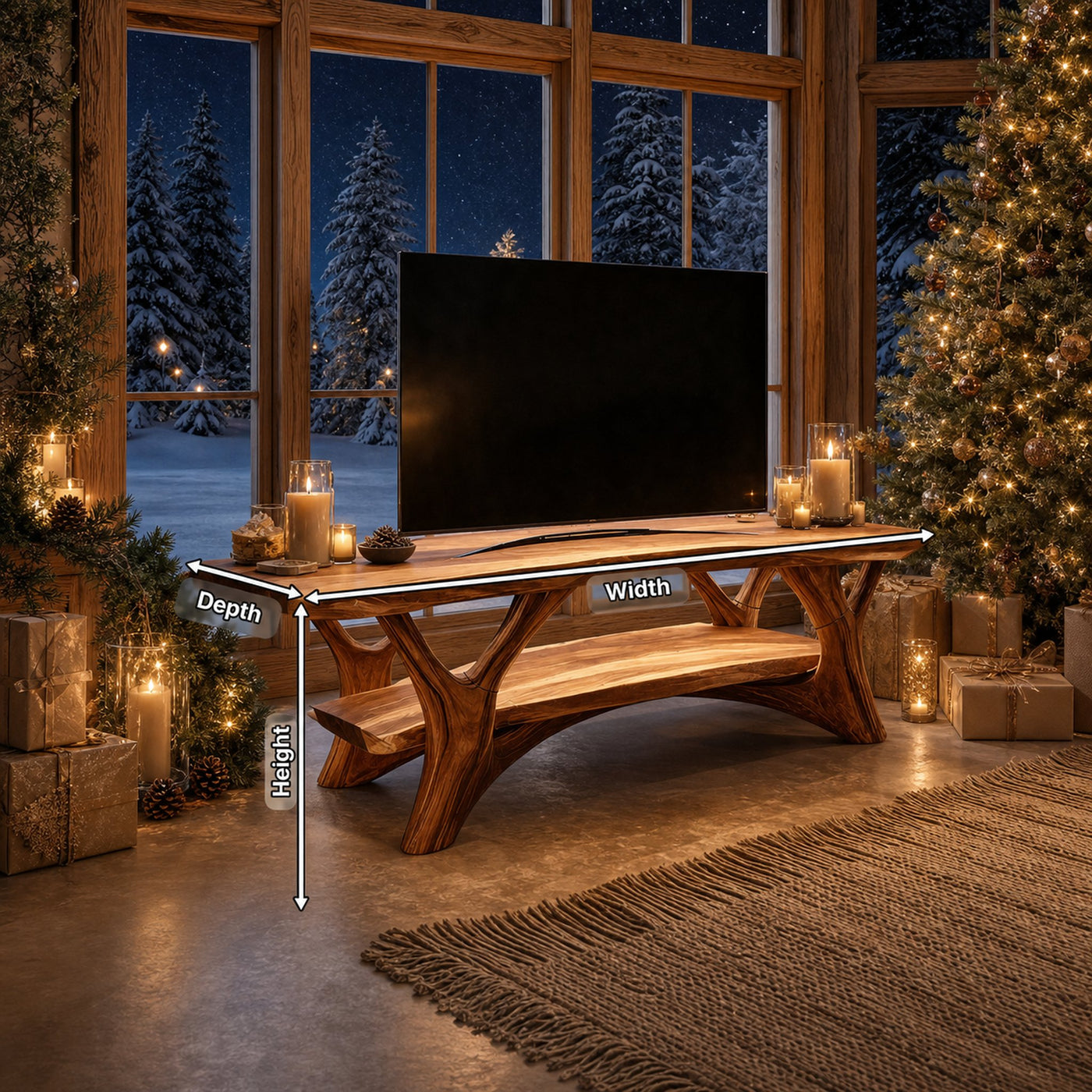 Farmhouse Solid Wood TV Console For Cozy Holiday Decor - product view 8