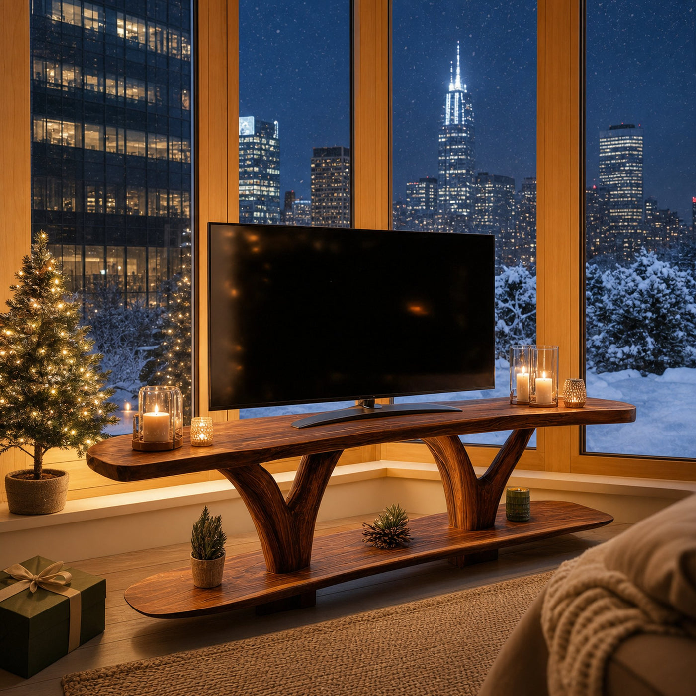 Farmhouse Solid Wood TV Console For Cozy Holiday Decoration - product view 6