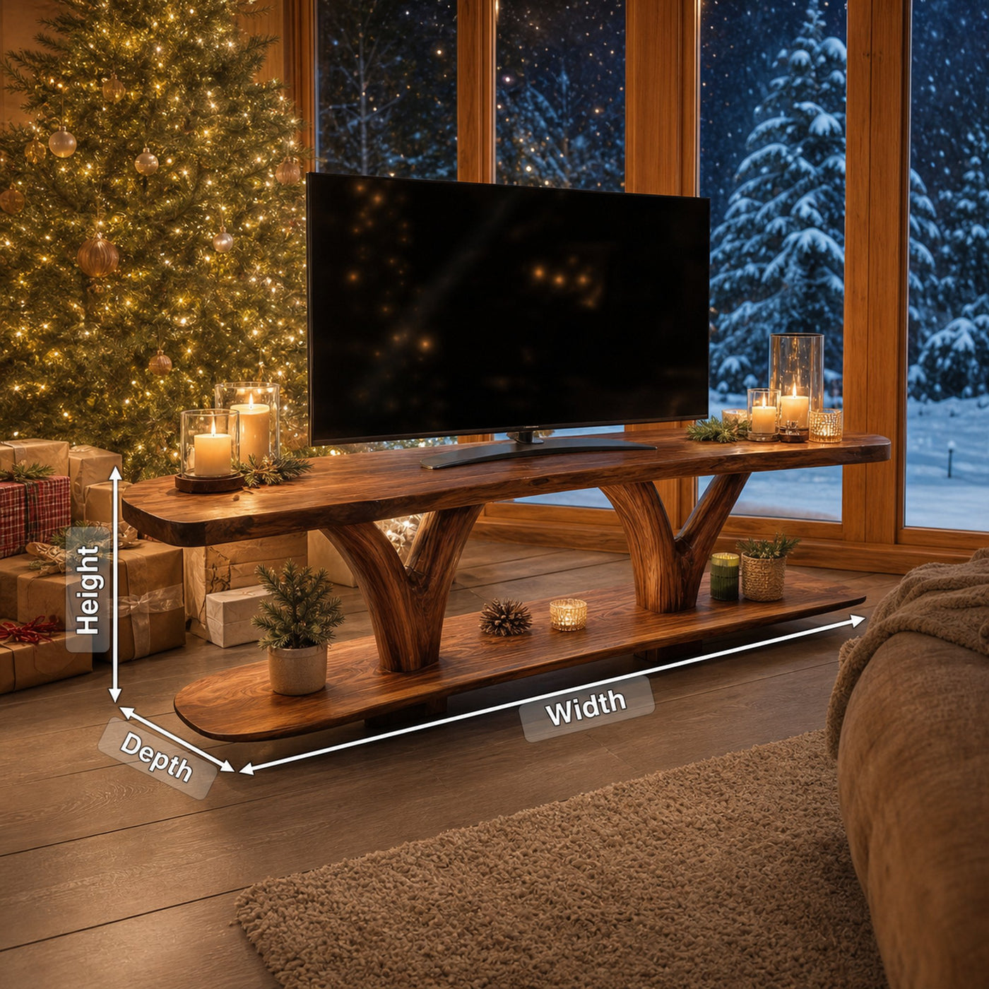 Farmhouse Solid Wood TV Console For Cozy Holiday Decoration - product view 8
