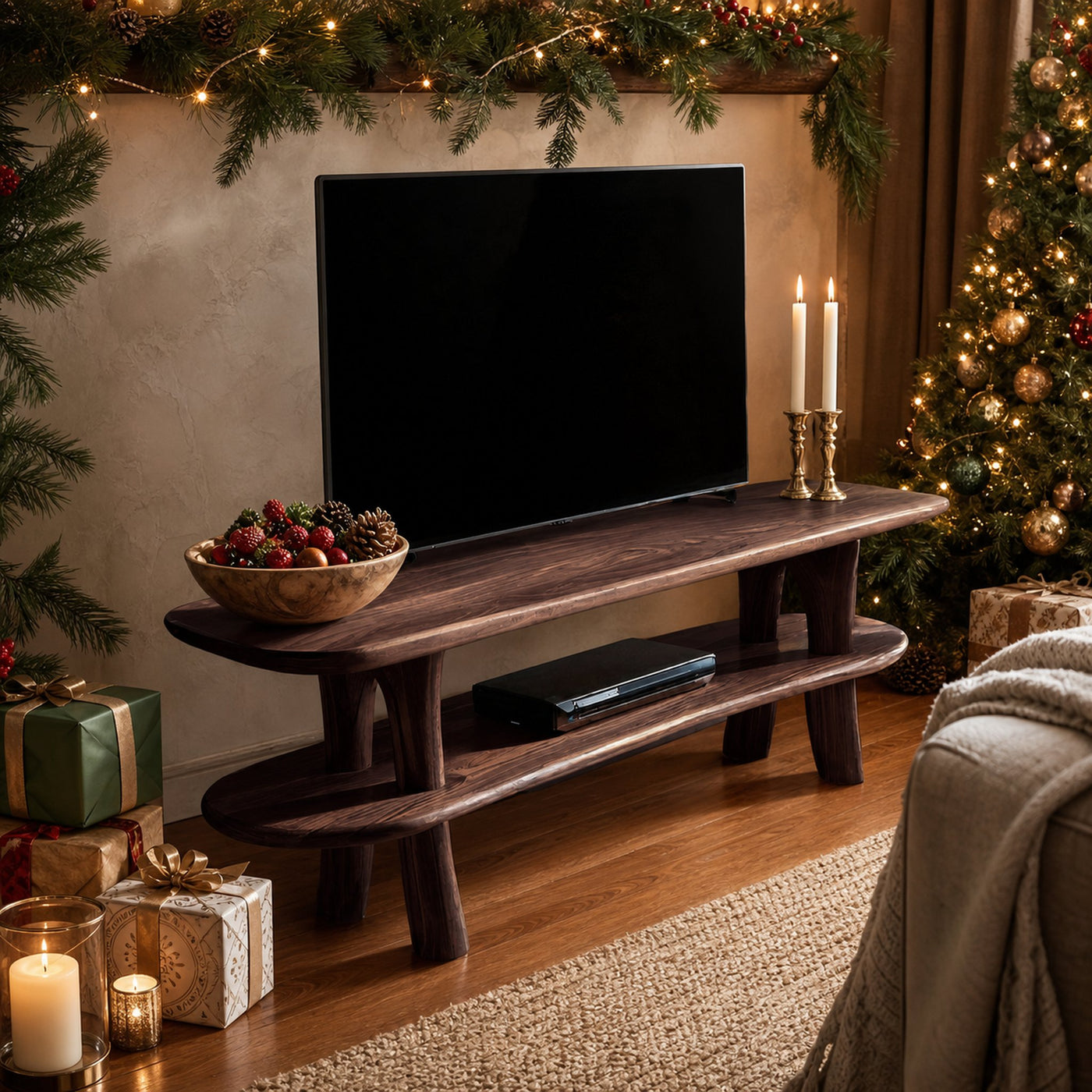 Farmhouse Solid Wood TV Console For Holiday Entryway Design - product view 7
