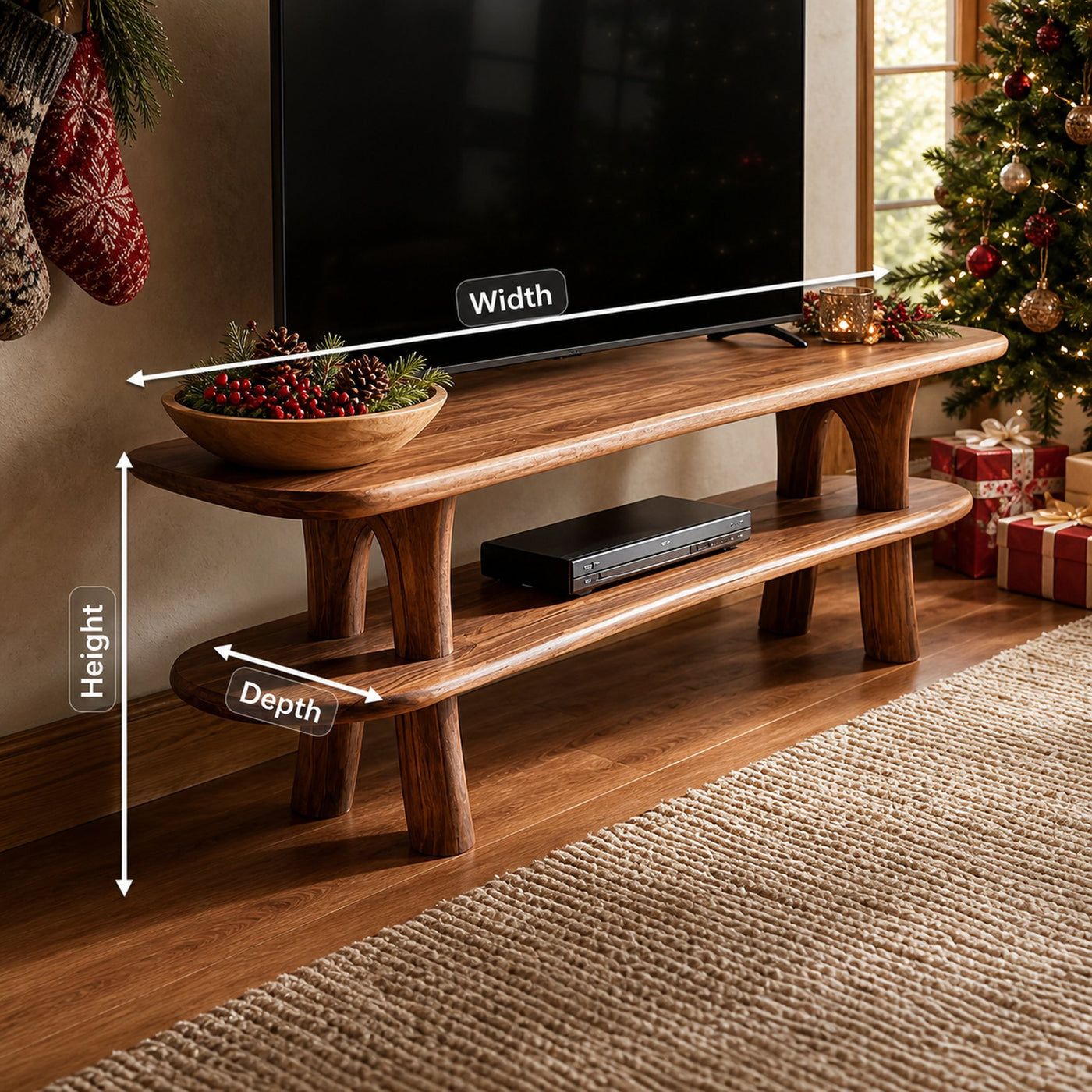 Farmhouse Solid Wood TV Console For Holiday Entryway Design - product view 8