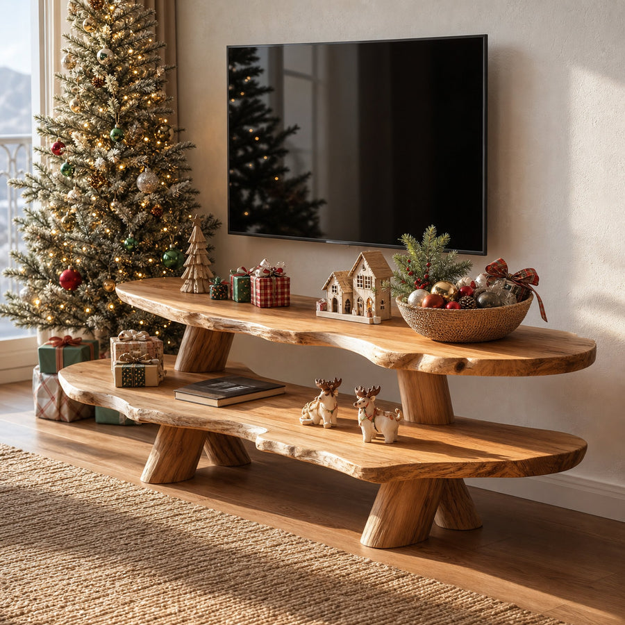 Farmhouse Solid Wood TV Console For Holiday Gift Furniture Design