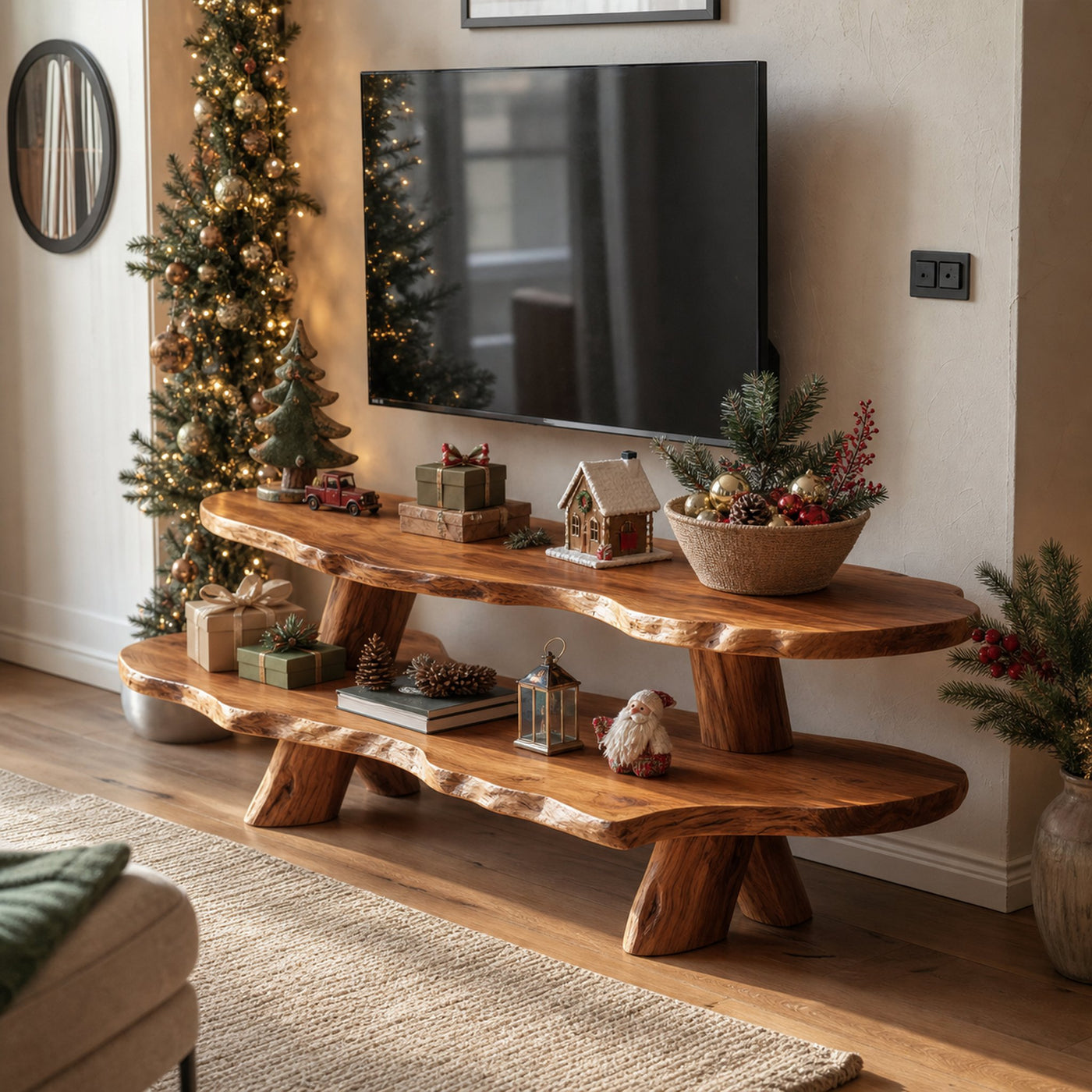 Farmhouse Solid Wood TV Console For Holiday Gift Furniture Design - product view 6