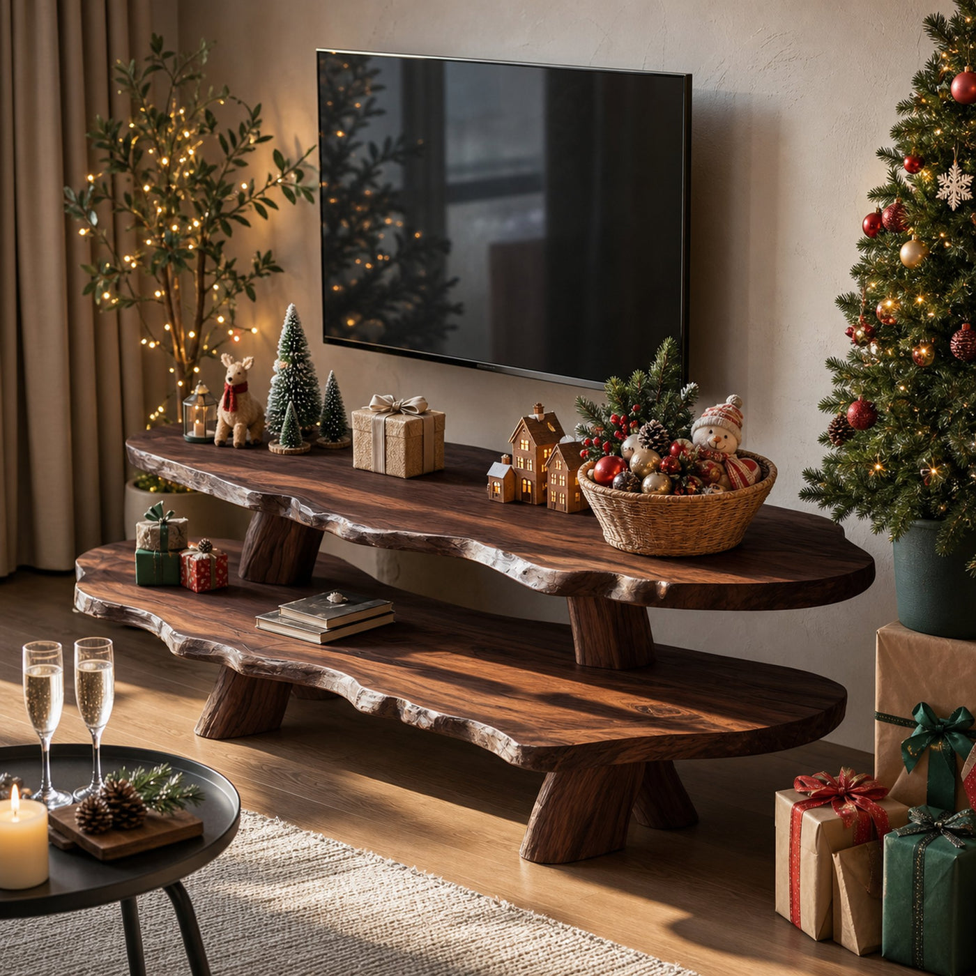 Farmhouse Solid Wood TV Console For Holiday Gift Furniture Design - product view 7