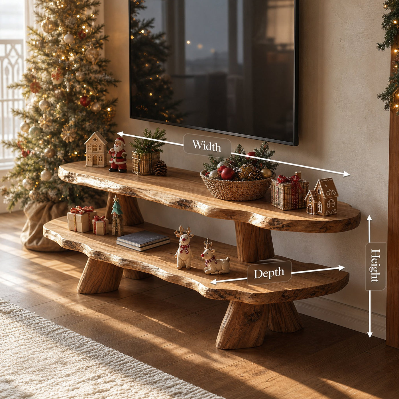 Farmhouse Solid Wood TV Console For Holiday Gift Furniture Design - product view 8