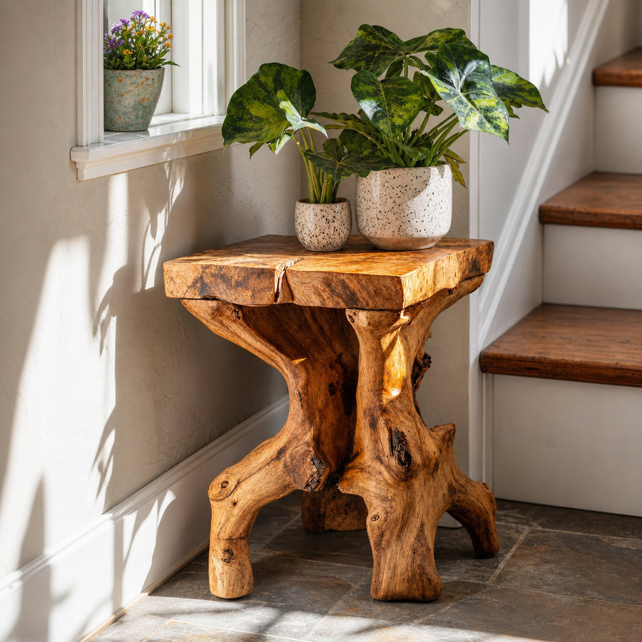 Farmhouse Wood End Table Live Edge End Table
