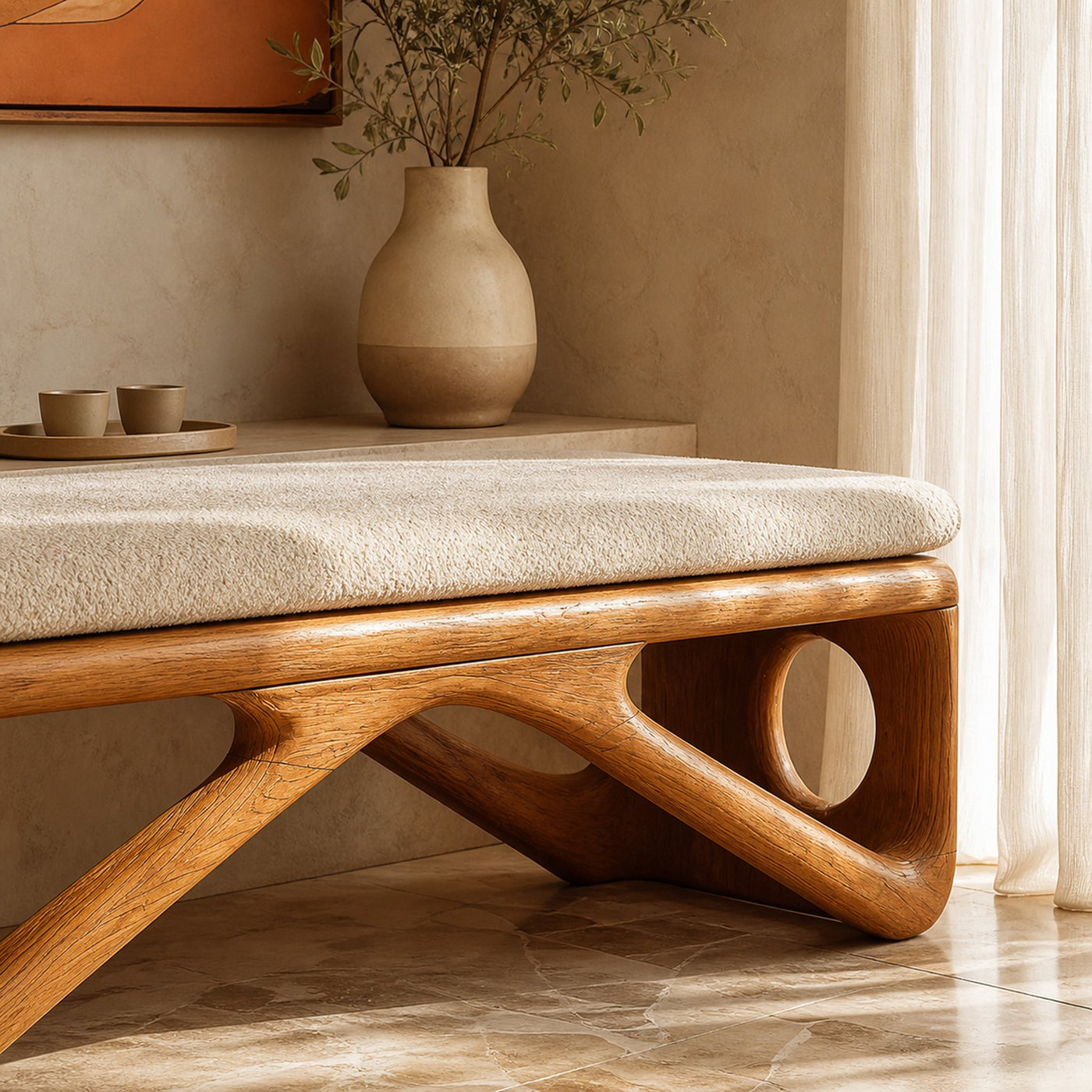 Farmhouse Wooden Bench For Cozy Bedroom Corners - product view 4
