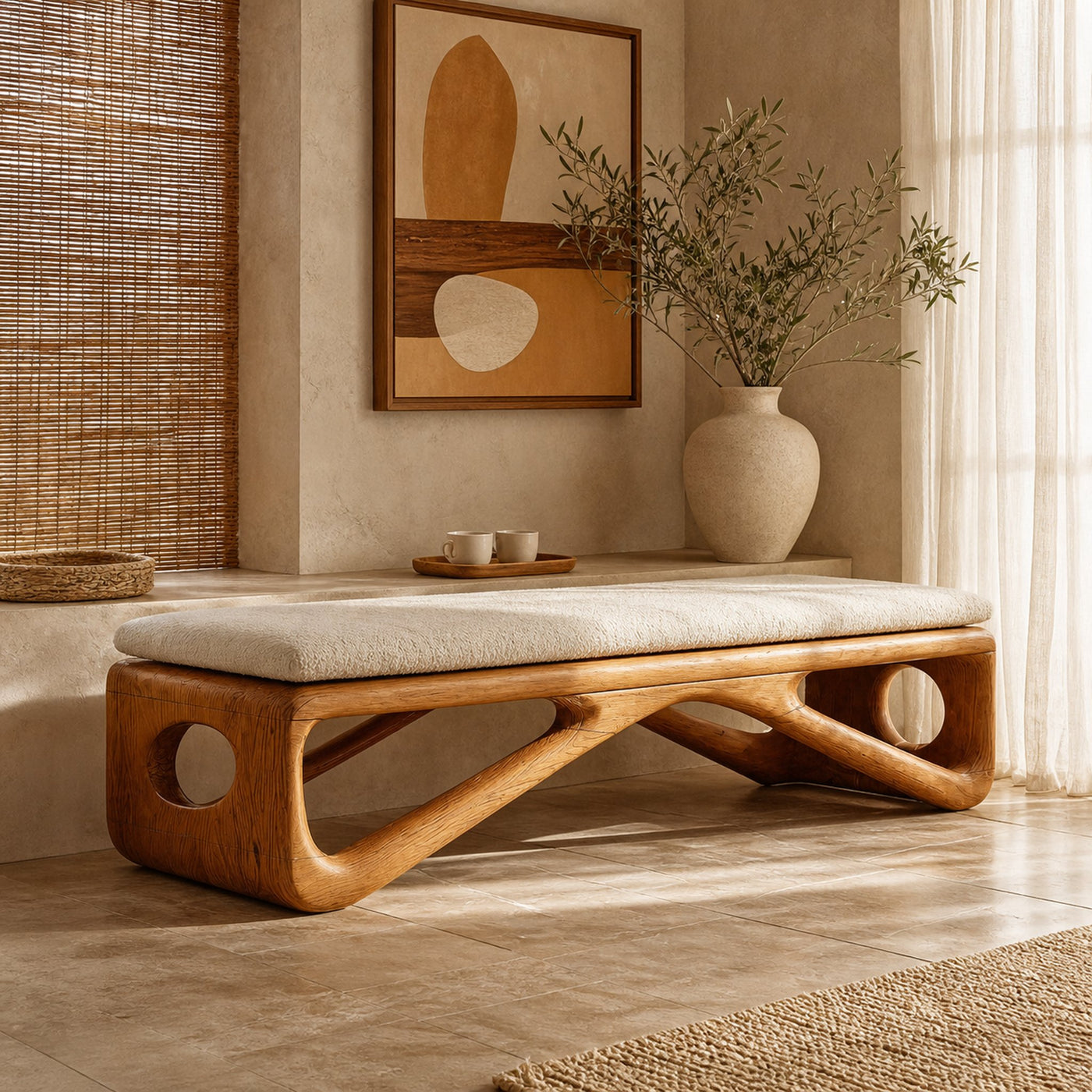 Farmhouse Wooden Bench For Cozy Bedroom Corners - product view 5