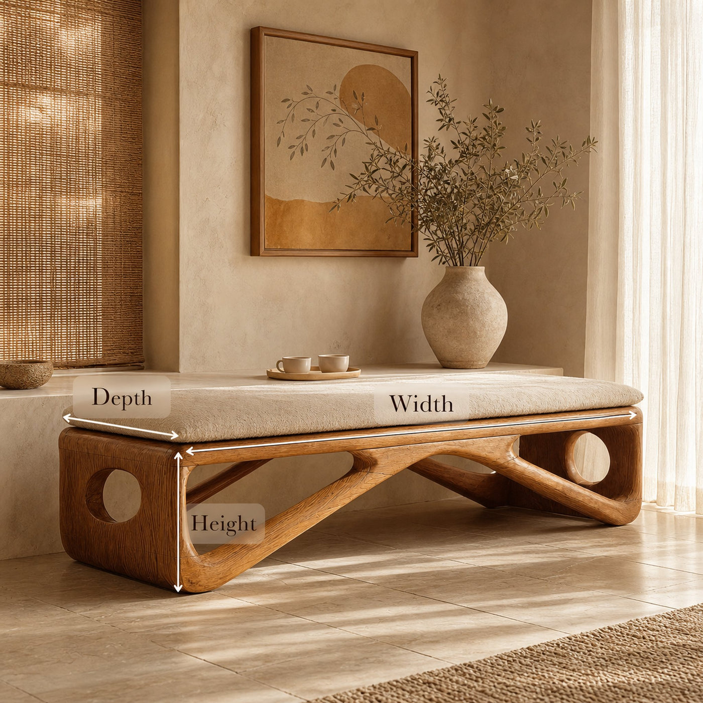 Farmhouse Wooden Bench For Cozy Bedroom Corners - product view 7