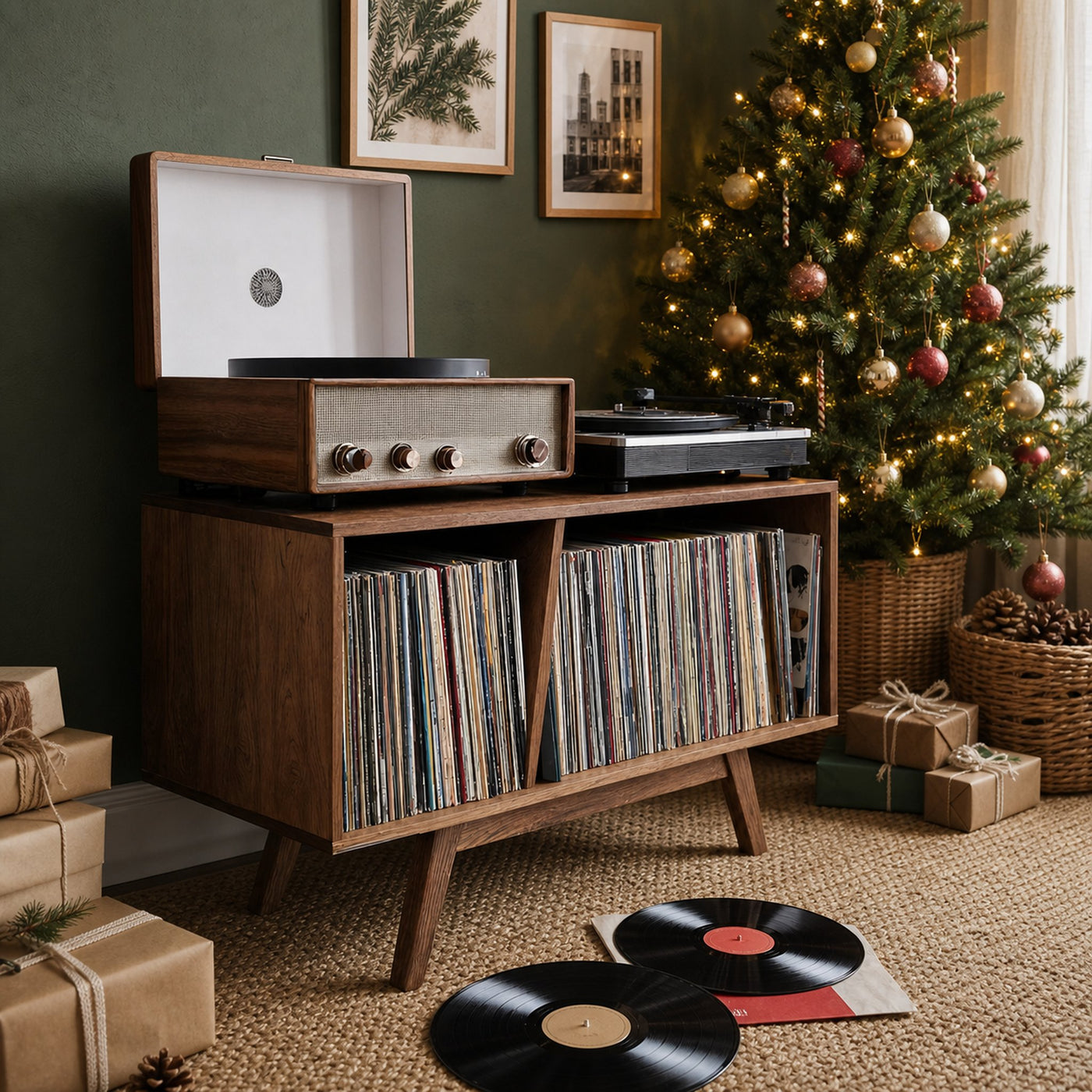 Farmhouse Wooden Record Stand For Entryway Christmas Display - product view 6