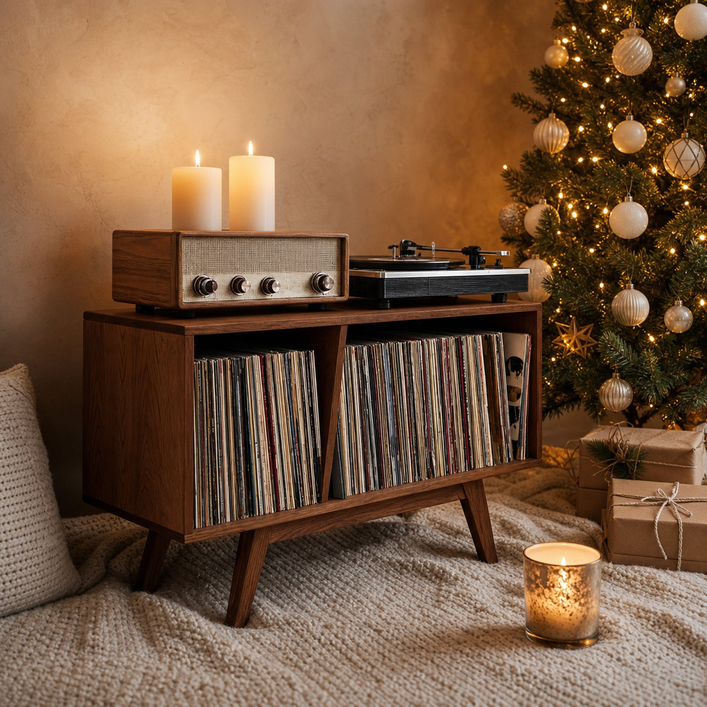 Farmhouse Wooden Record Stand For Entryway Christmas Display - product view 7