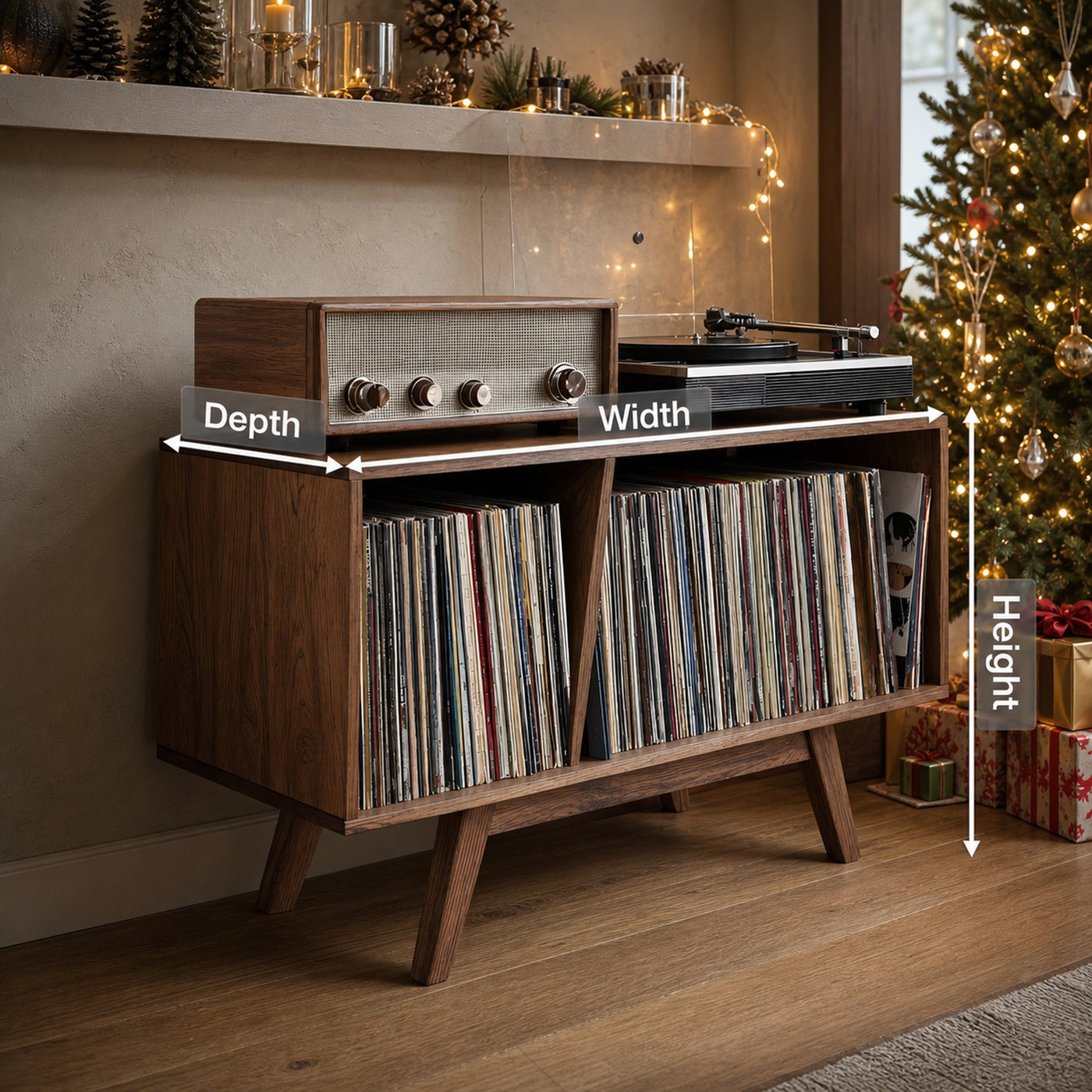 Farmhouse Wooden Record Stand For Entryway Christmas Display - product view 8