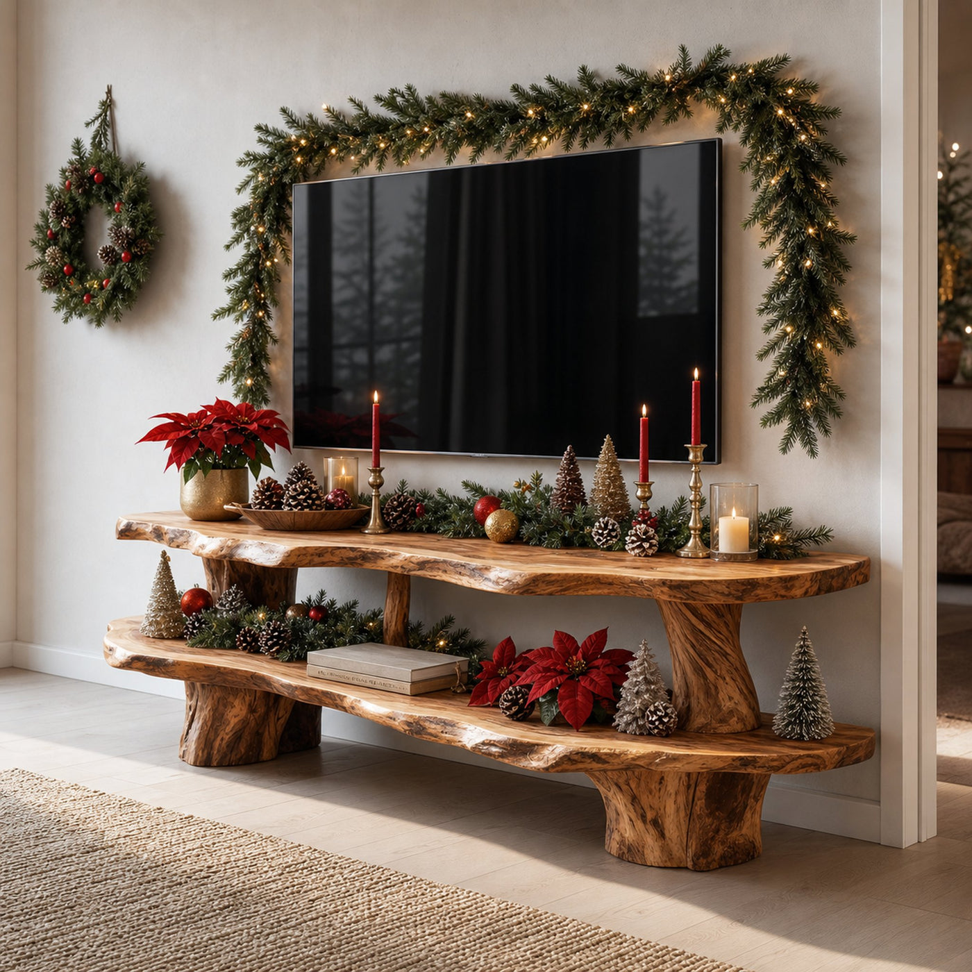 Farmhouse Wooden TV Console For Holiday Bedroom Decor - product view 6
