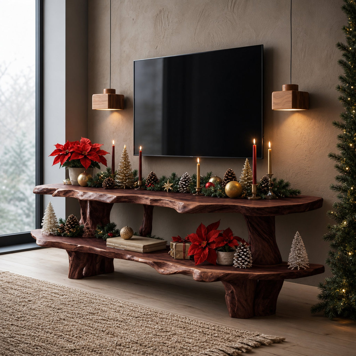 Farmhouse Wooden TV Console For Holiday Bedroom Decor - product view 7