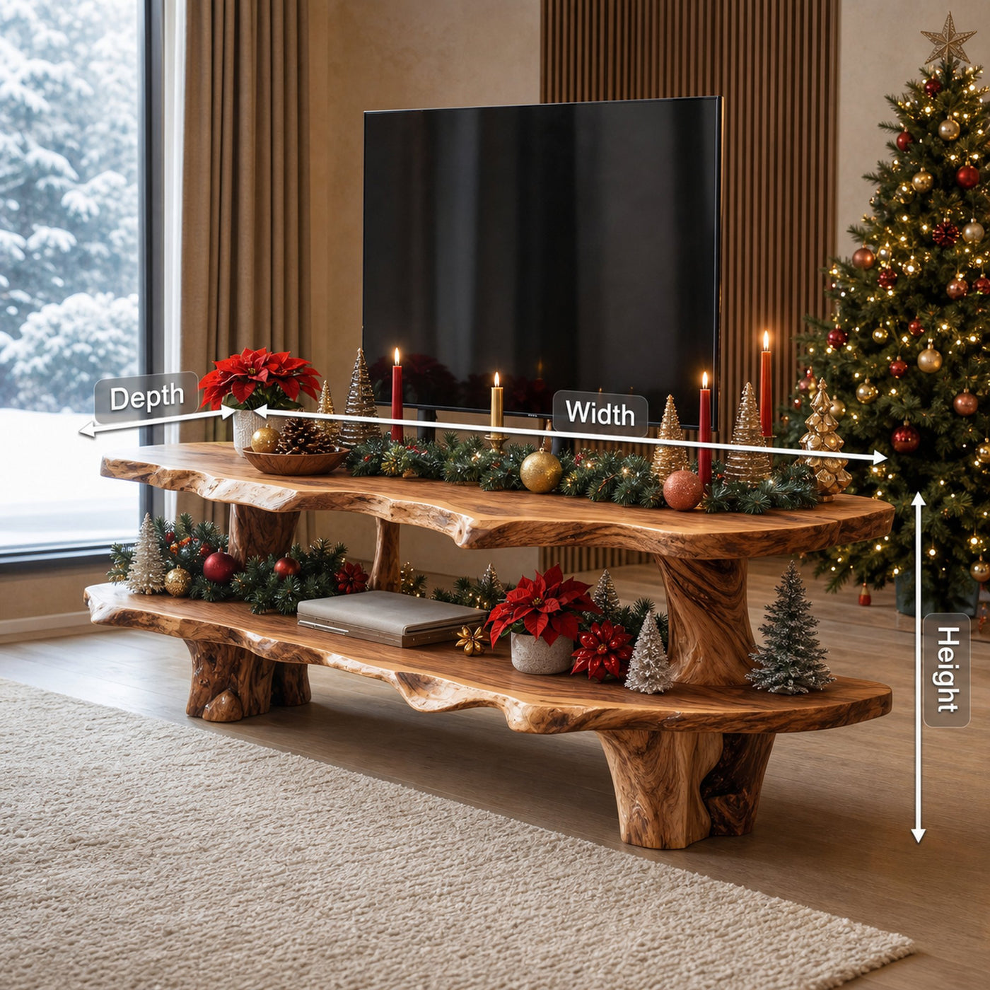 Farmhouse Wooden TV Console For Holiday Bedroom Decor - product view 8