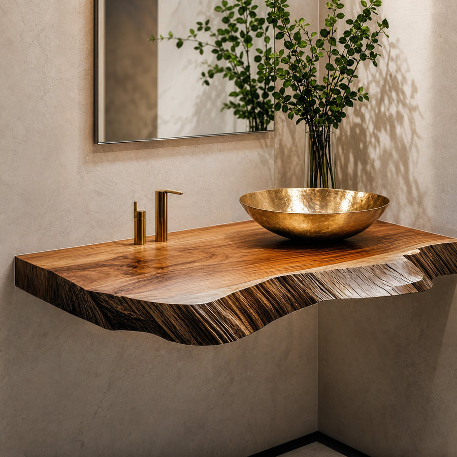 Farmhouse Wooden Vanity Modern Bathroom Look