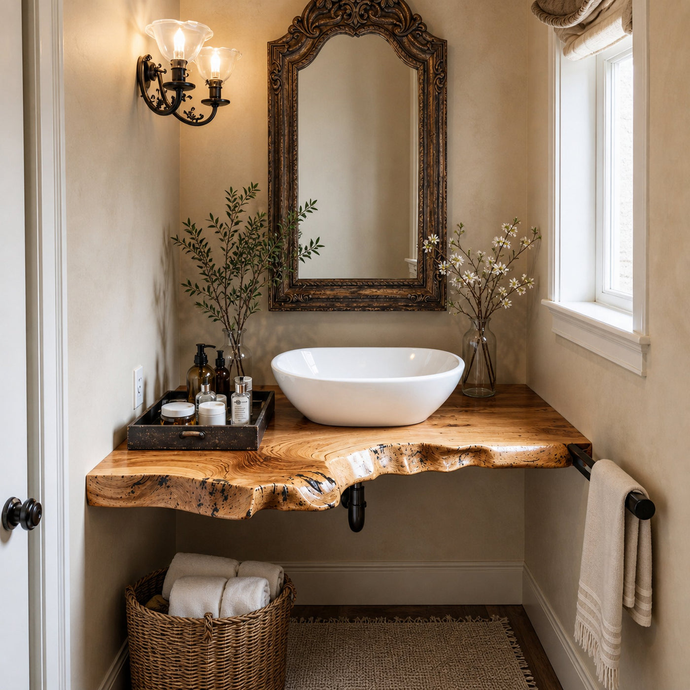 Floating Bathroom Corner Shelf Vanity - product view 2