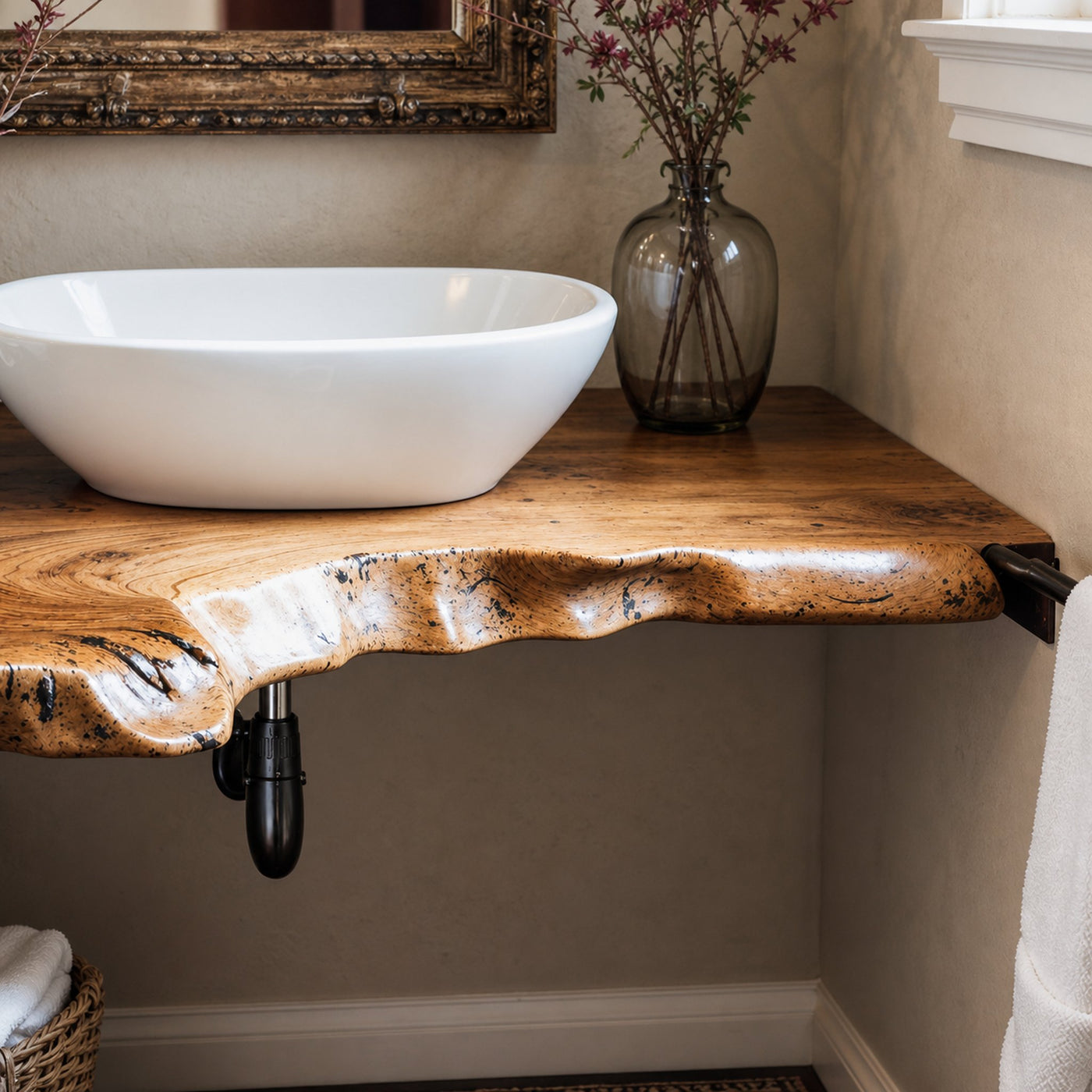 Floating Bathroom Corner Shelf Vanity - product view 3