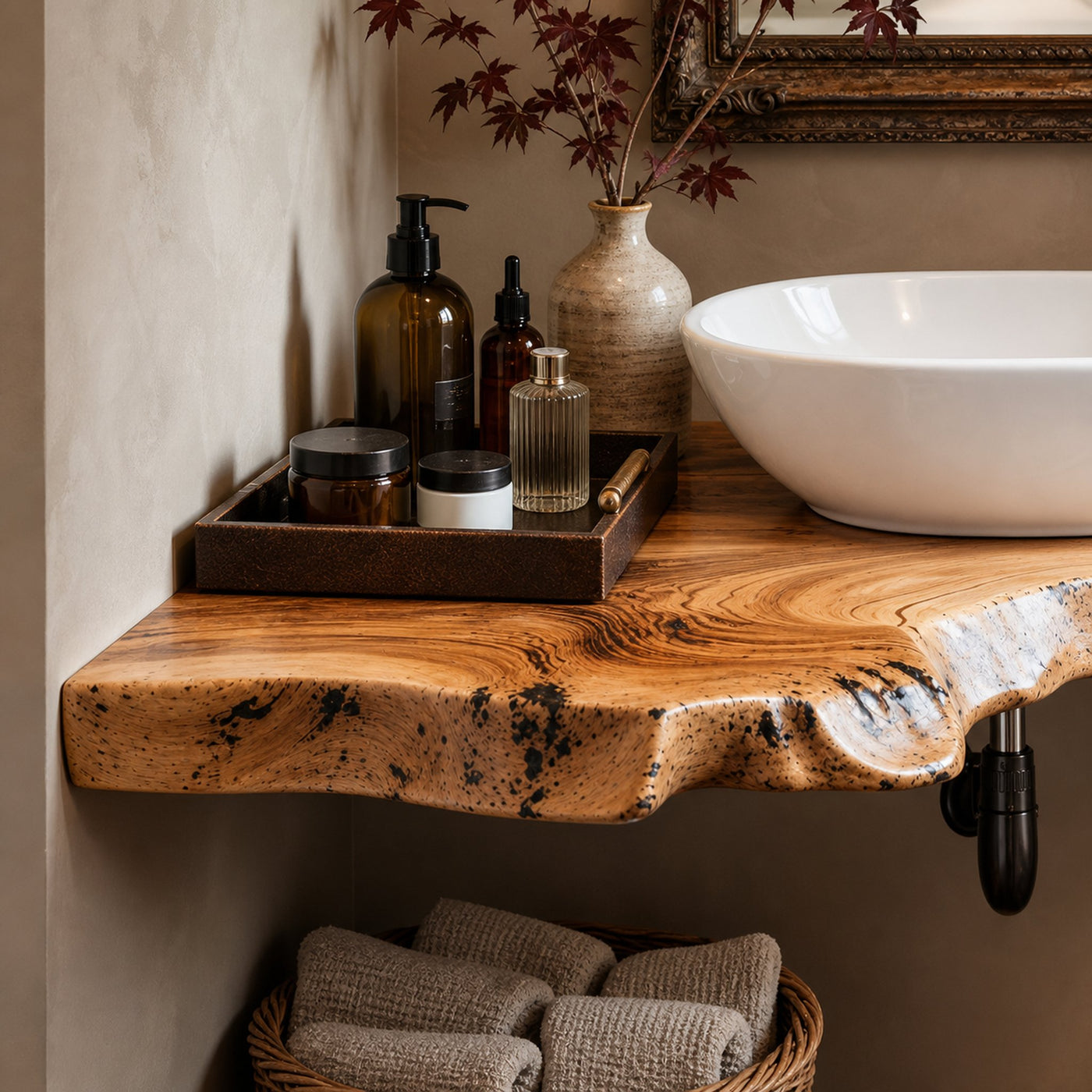 Floating Bathroom Corner Shelf Vanity - product view 4