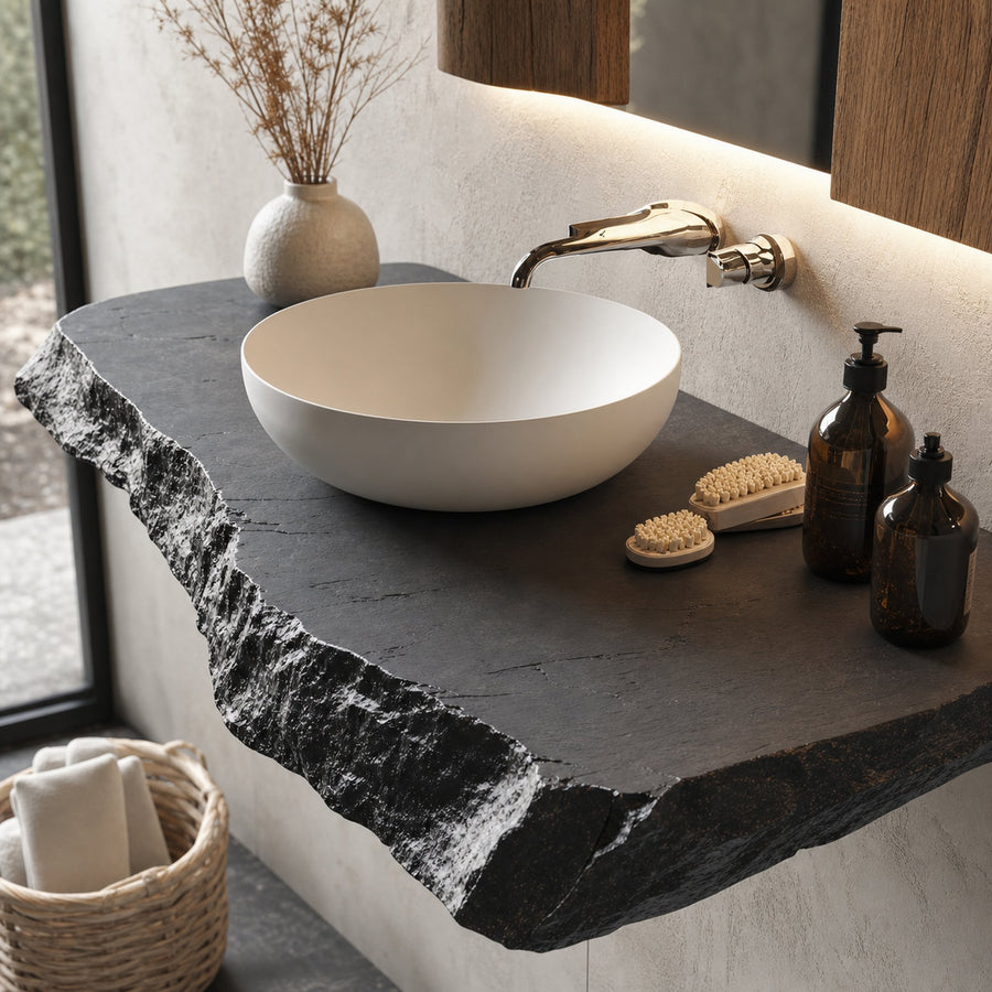 Floating Edge Bathroom Vanity Wood Shelf