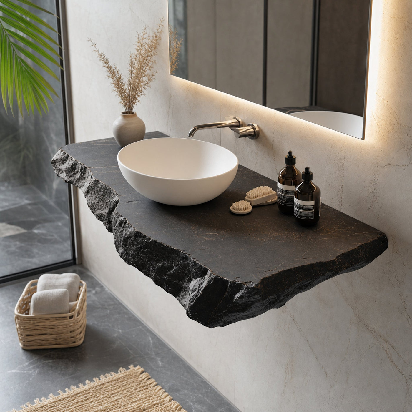 Floating Edge Bathroom Vanity Wood Shelf - product view 2