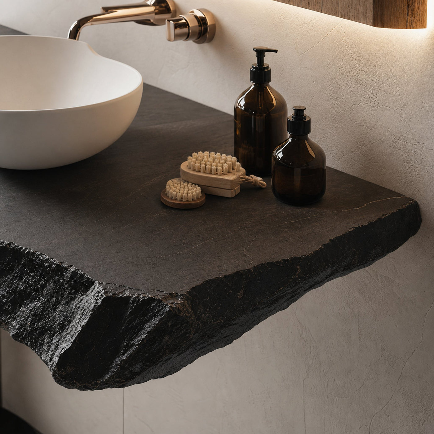 Floating Edge Bathroom Vanity Wood Shelf - product view 4