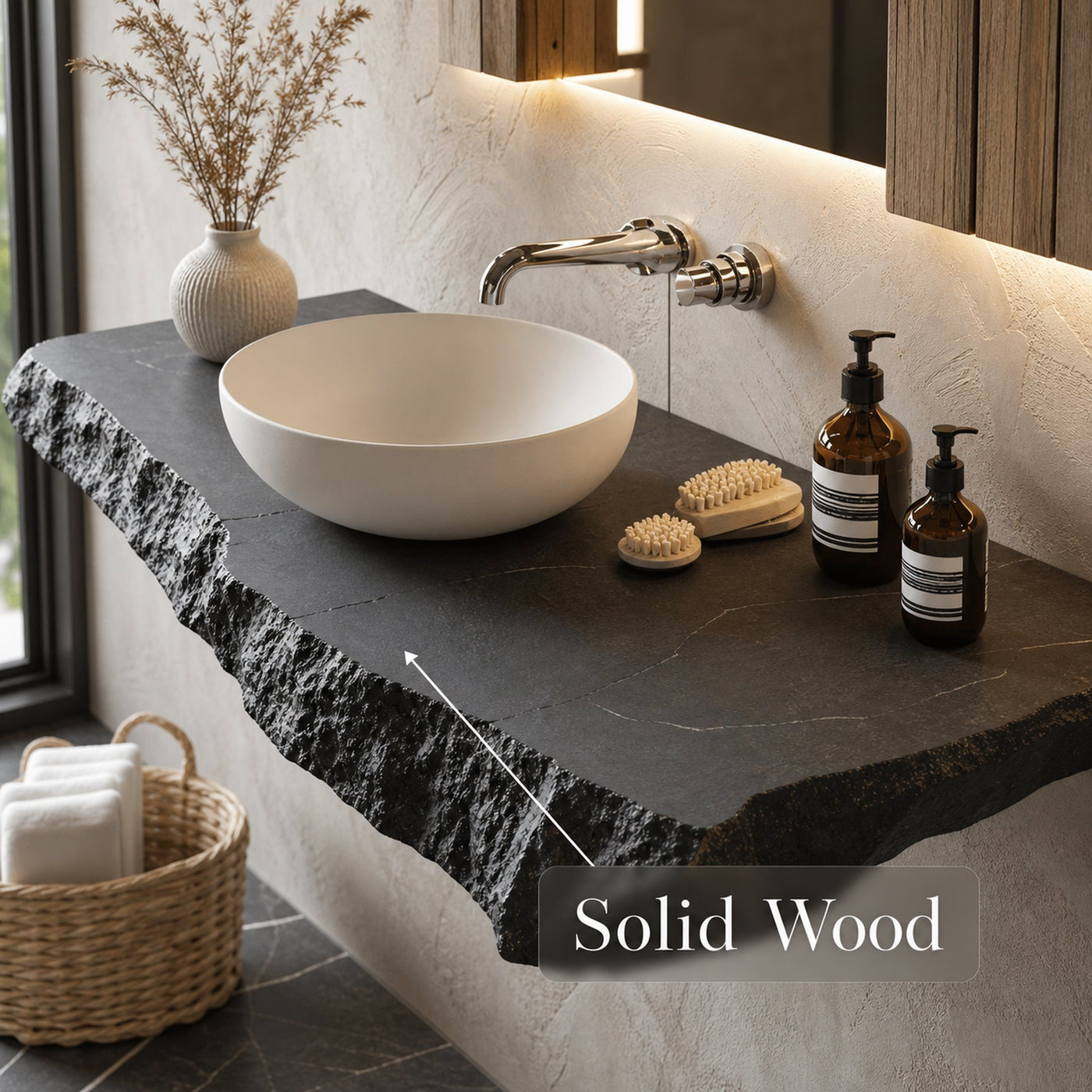 Floating Edge Bathroom Vanity Wood Shelf - product view 5