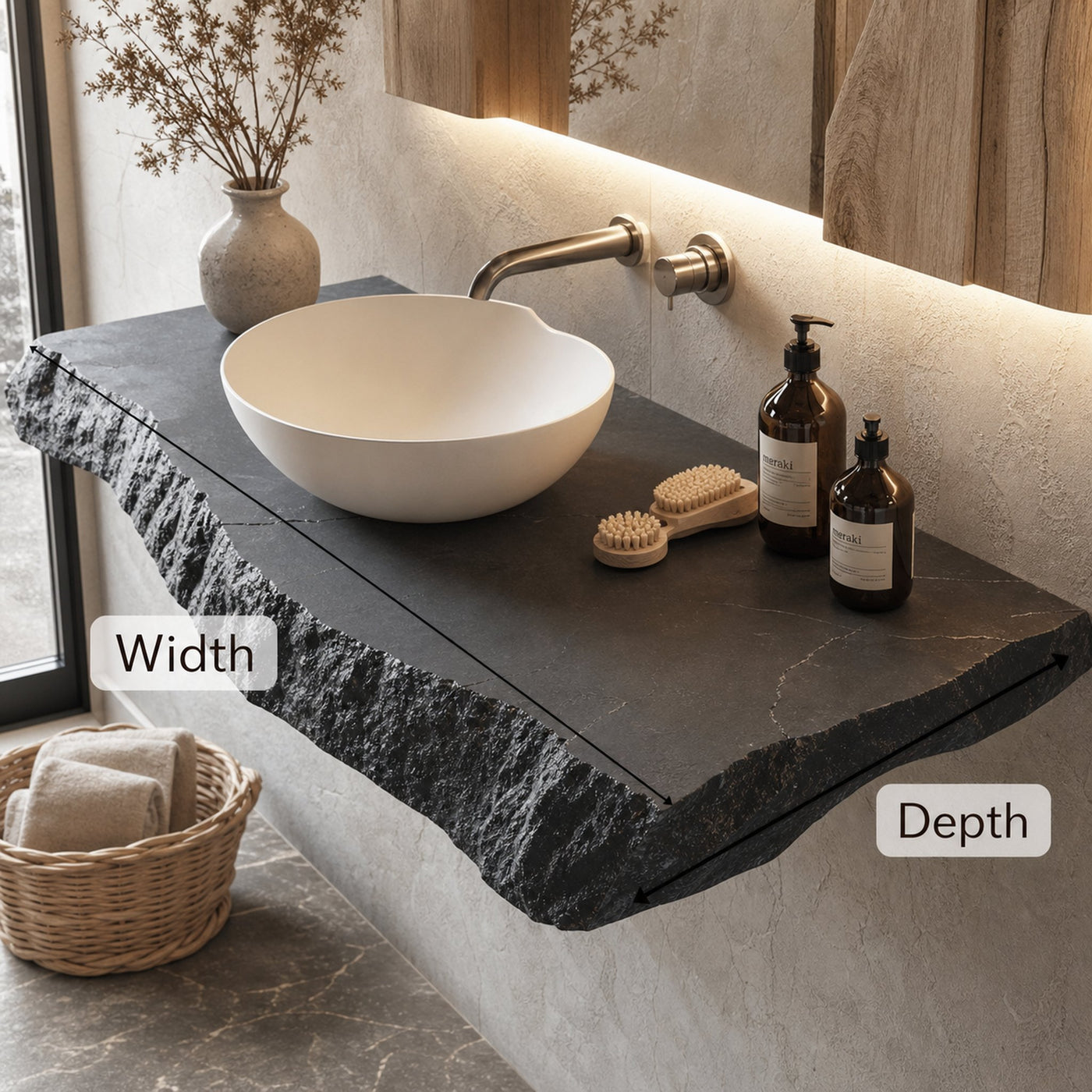 Floating Edge Bathroom Vanity Wood Shelf - product view 6