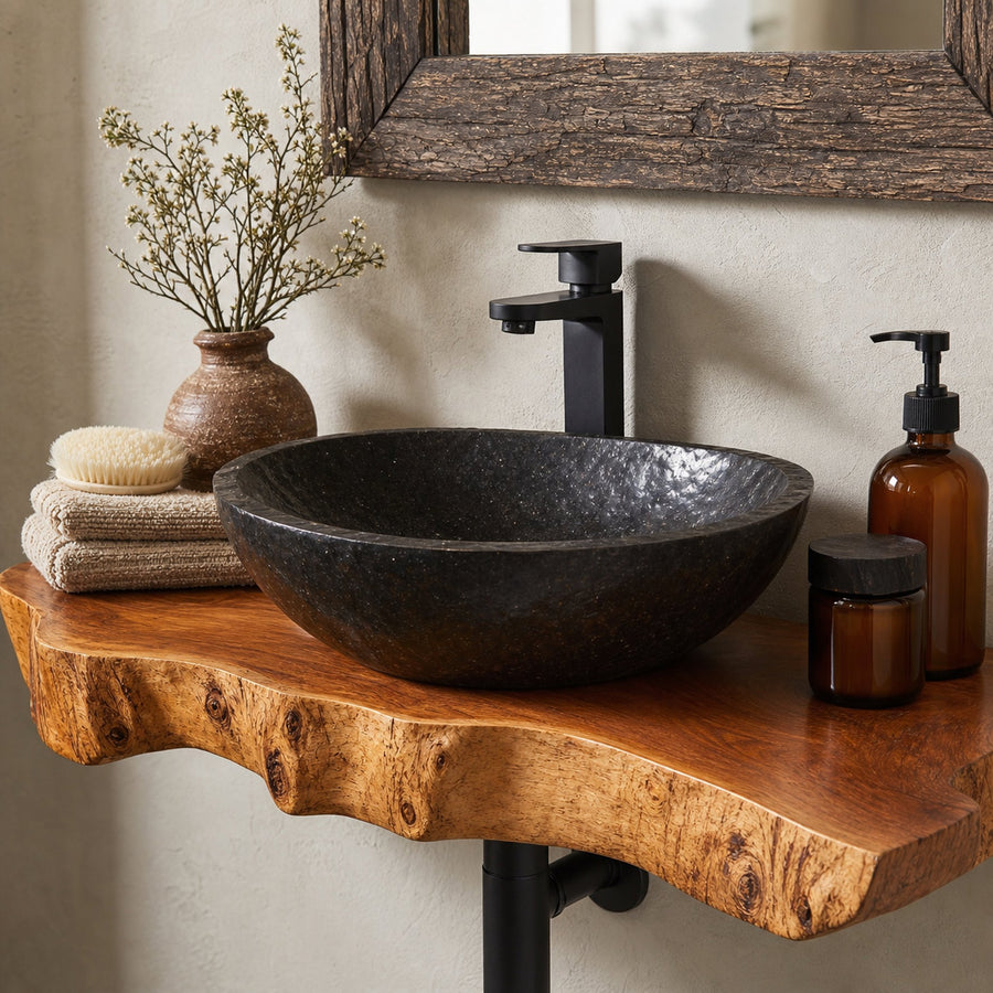 Floating Edge Bathroom Wood Shelf