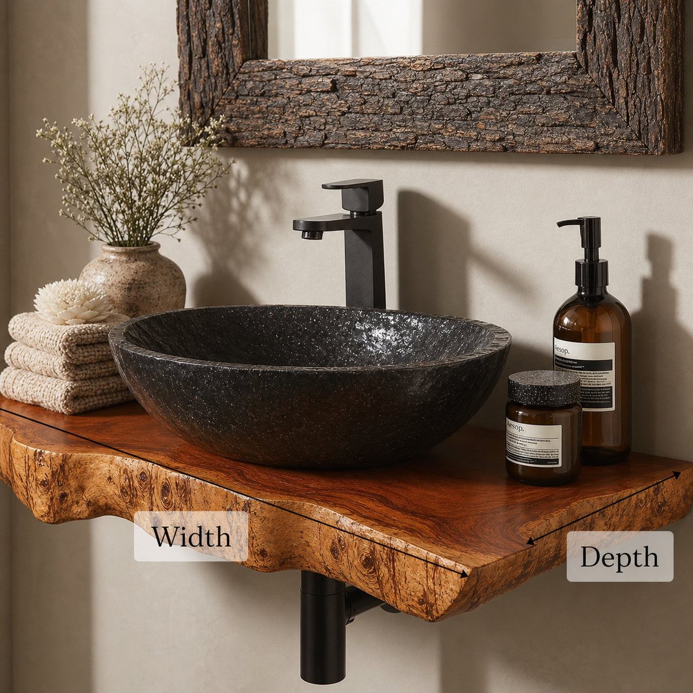 Floating Edge Bathroom Wood Shelf - product view 6