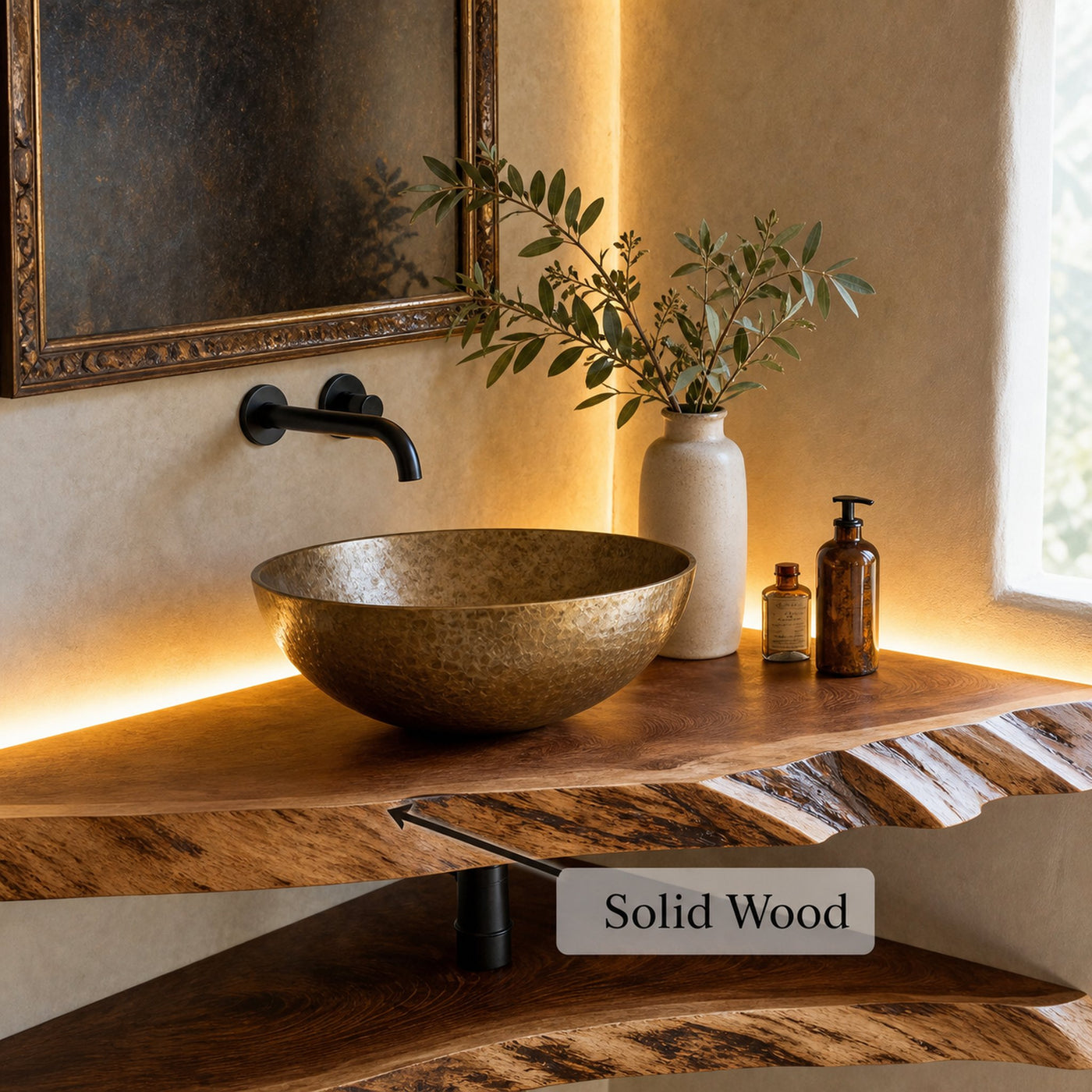 Floating Edge Corner Bathroom Wood Shelf - product view 5