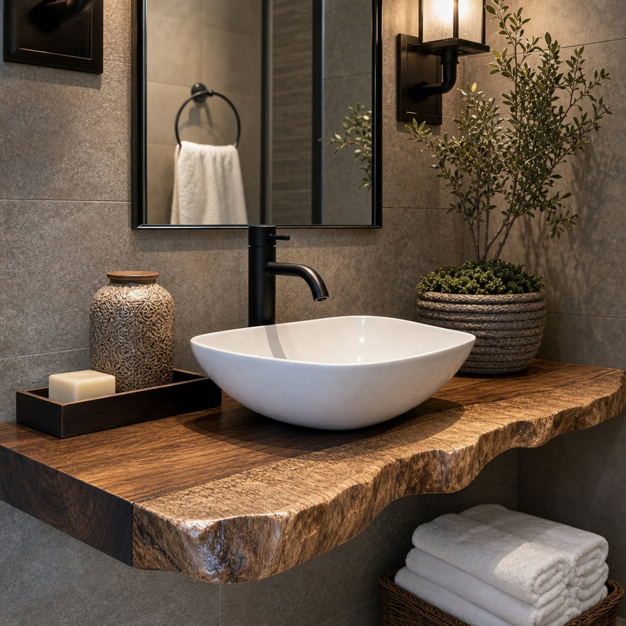 Floating Vanity Shelf For Bathroom With Modern Wooden Design