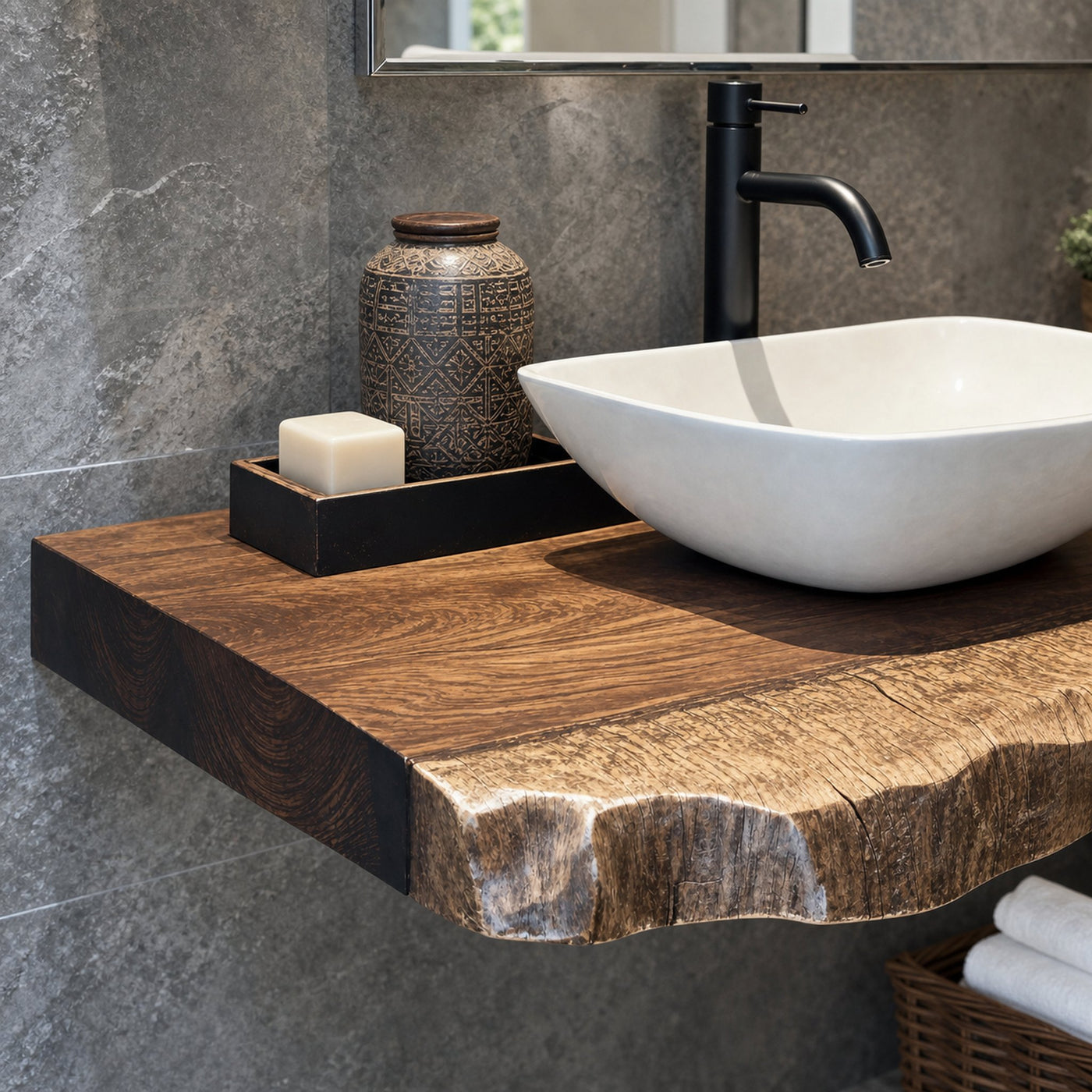 Floating Vanity Shelf For Bathroom With Modern Wooden Design - product view 3