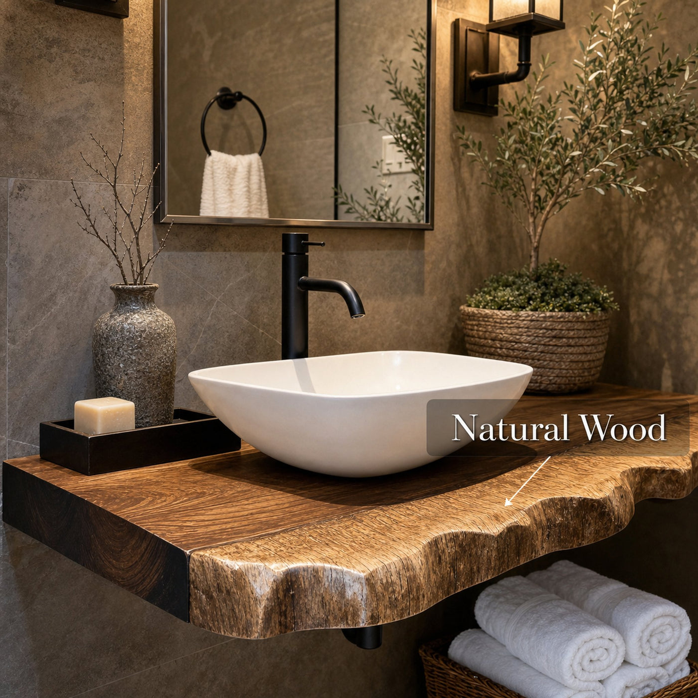 Floating Vanity Shelf For Bathroom With Modern Wooden Design - product view 6